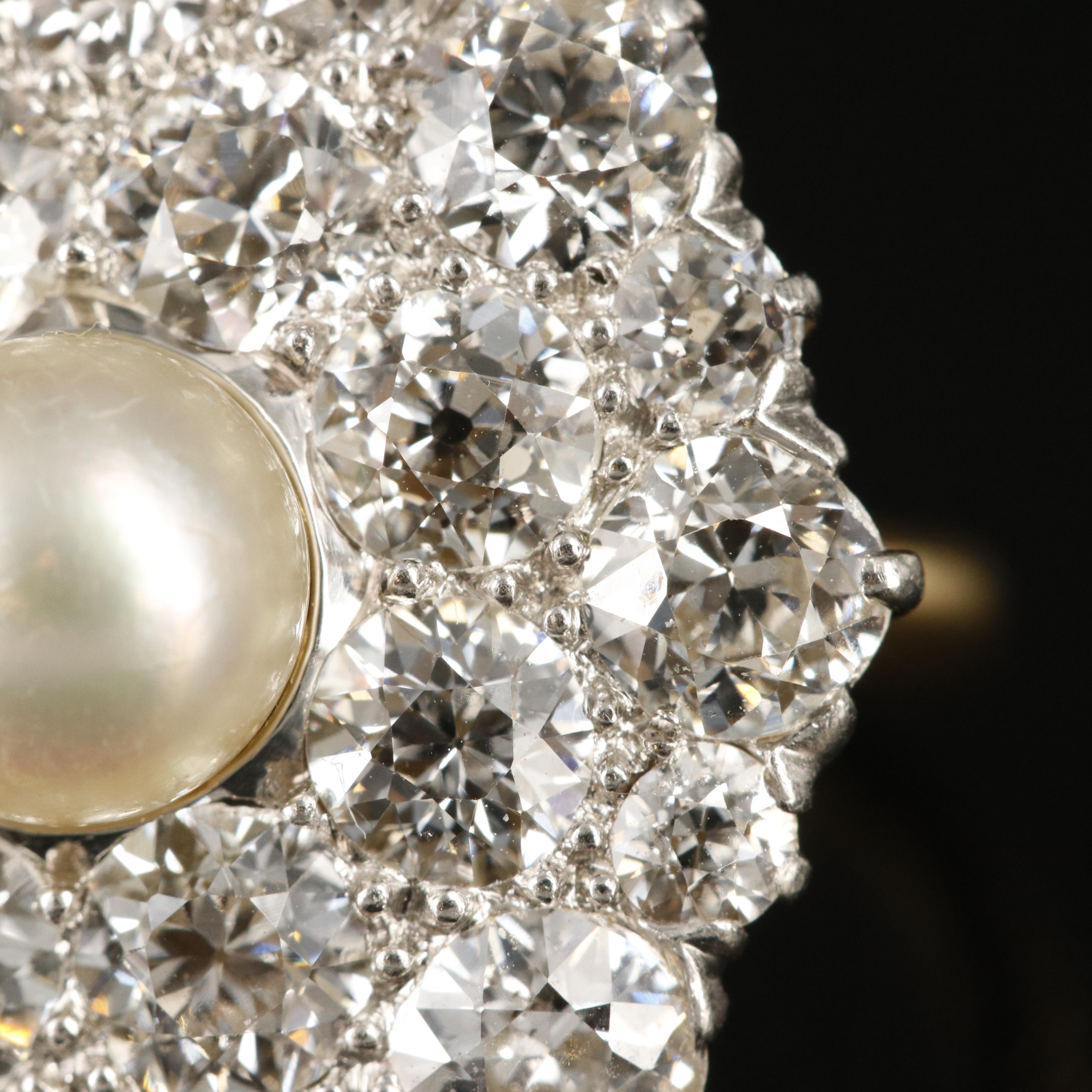 14K and Platinum Pearl and 5.00 CTW Diamond Ring