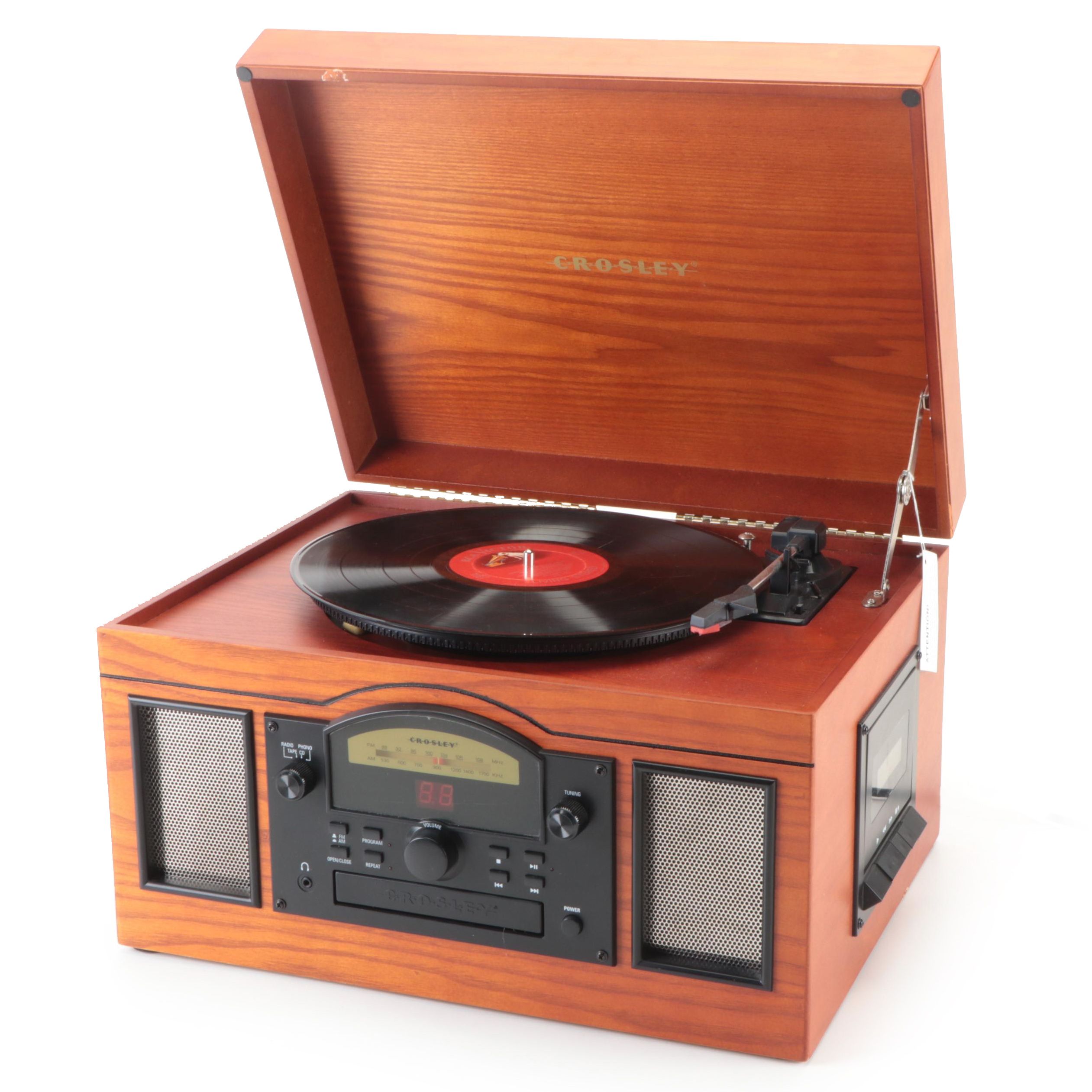 Crosley CR6001A Turntable with AM/FM Radio, CD, and Tape Player