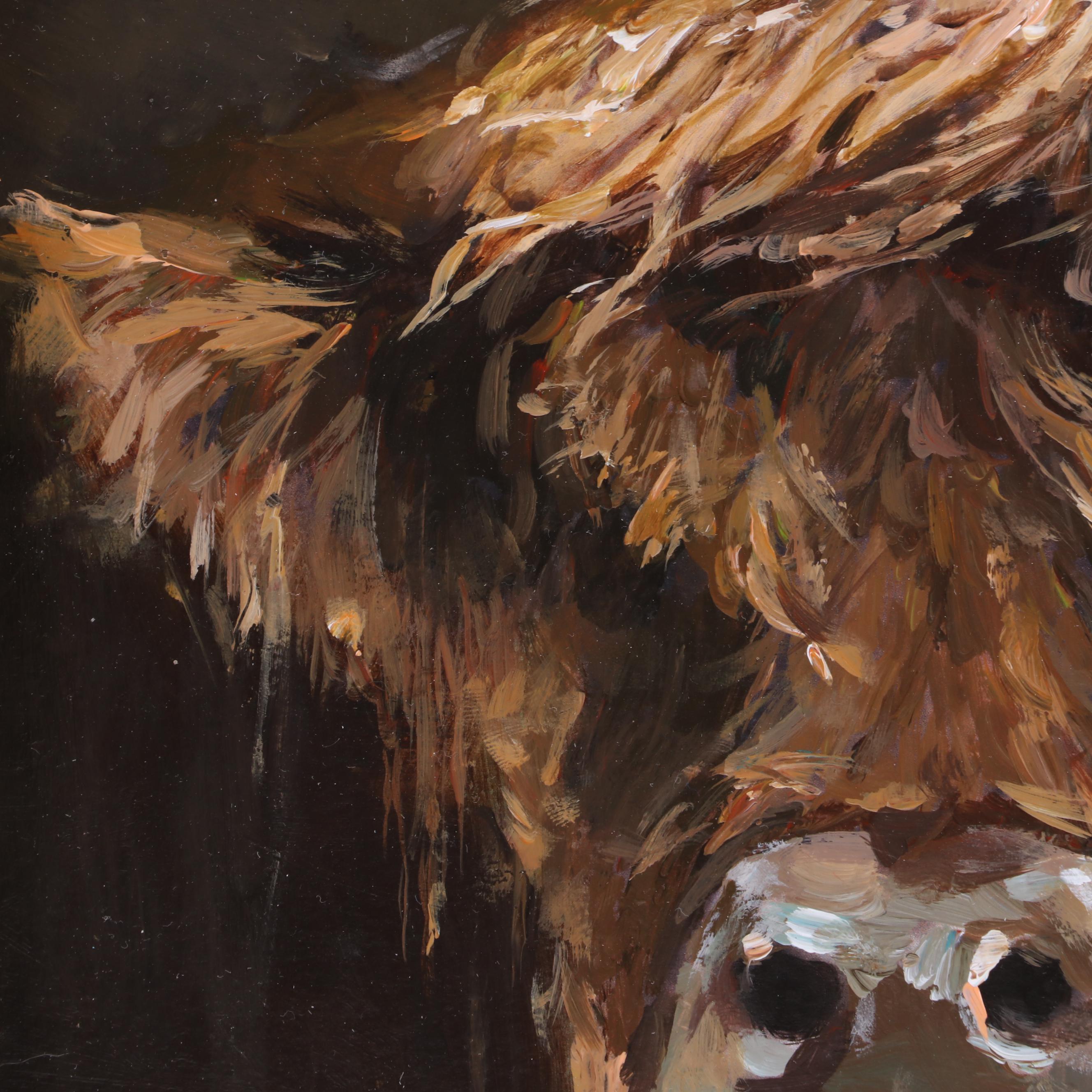 Acrylic Painting of Shaggy Cow, 1994