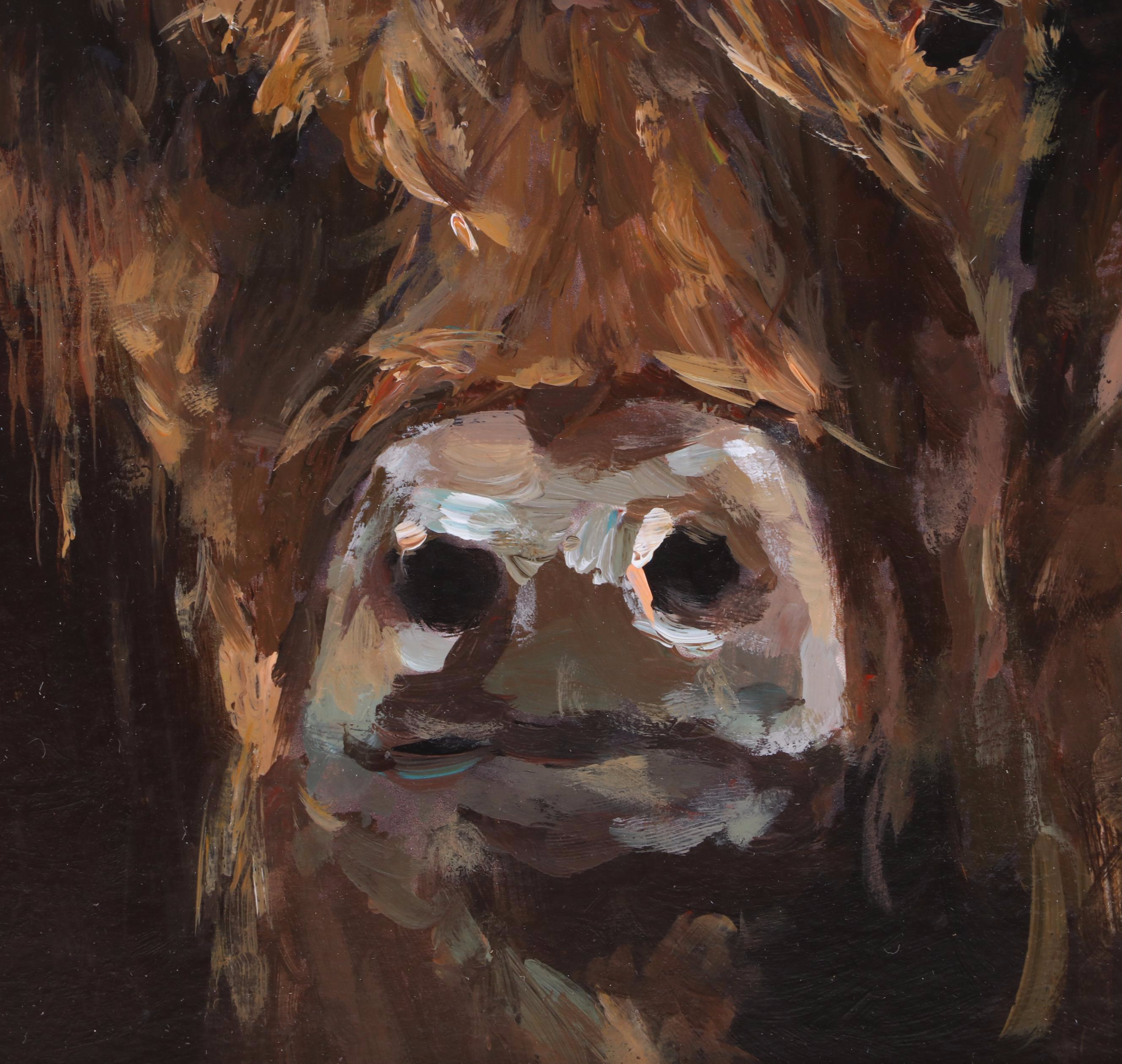Acrylic Painting of Shaggy Cow, 1994