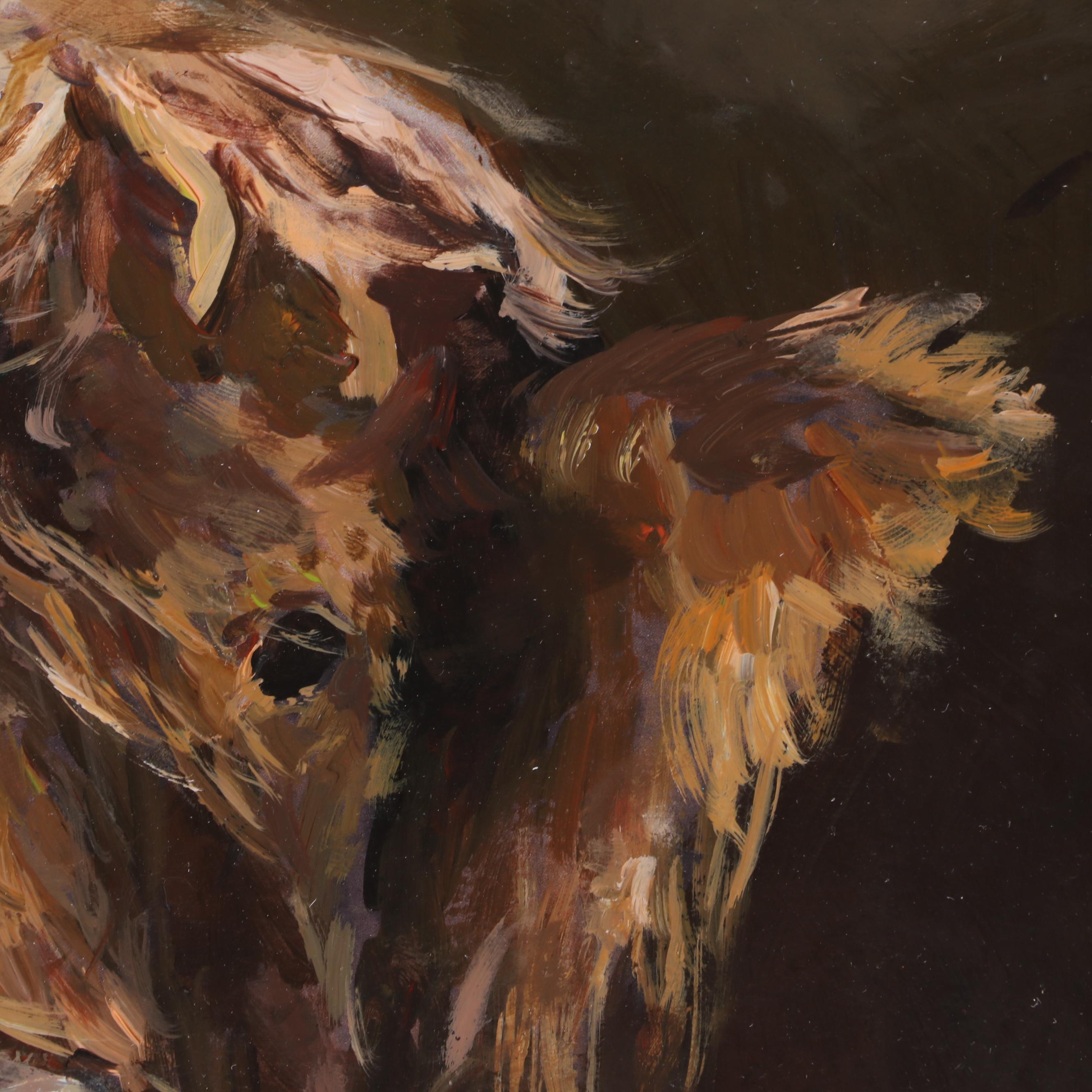 Acrylic Painting of Shaggy Cow, 1994