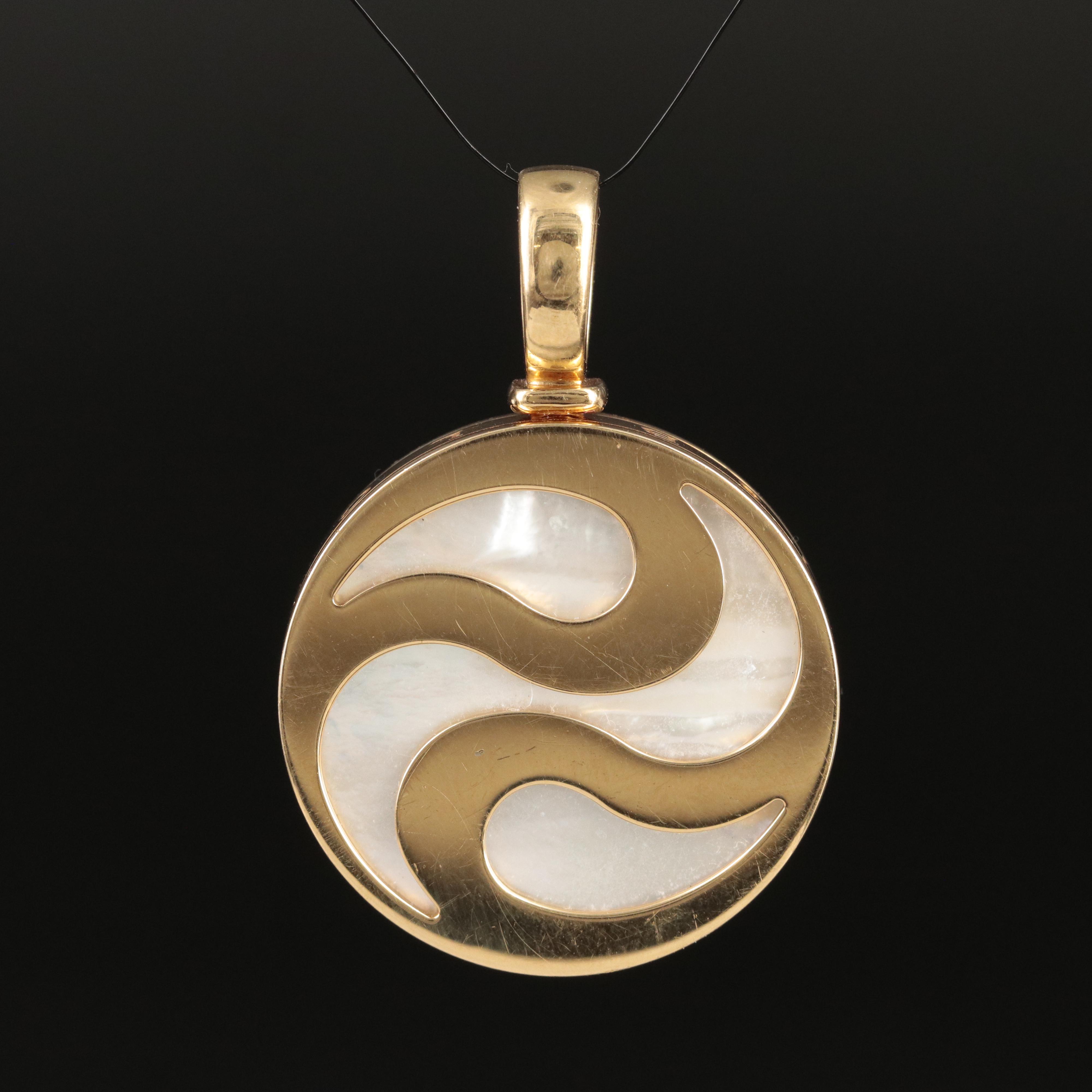 BVLGARI 18K Mother-of-Pearl "Optical Illusion" Spinner Pendant