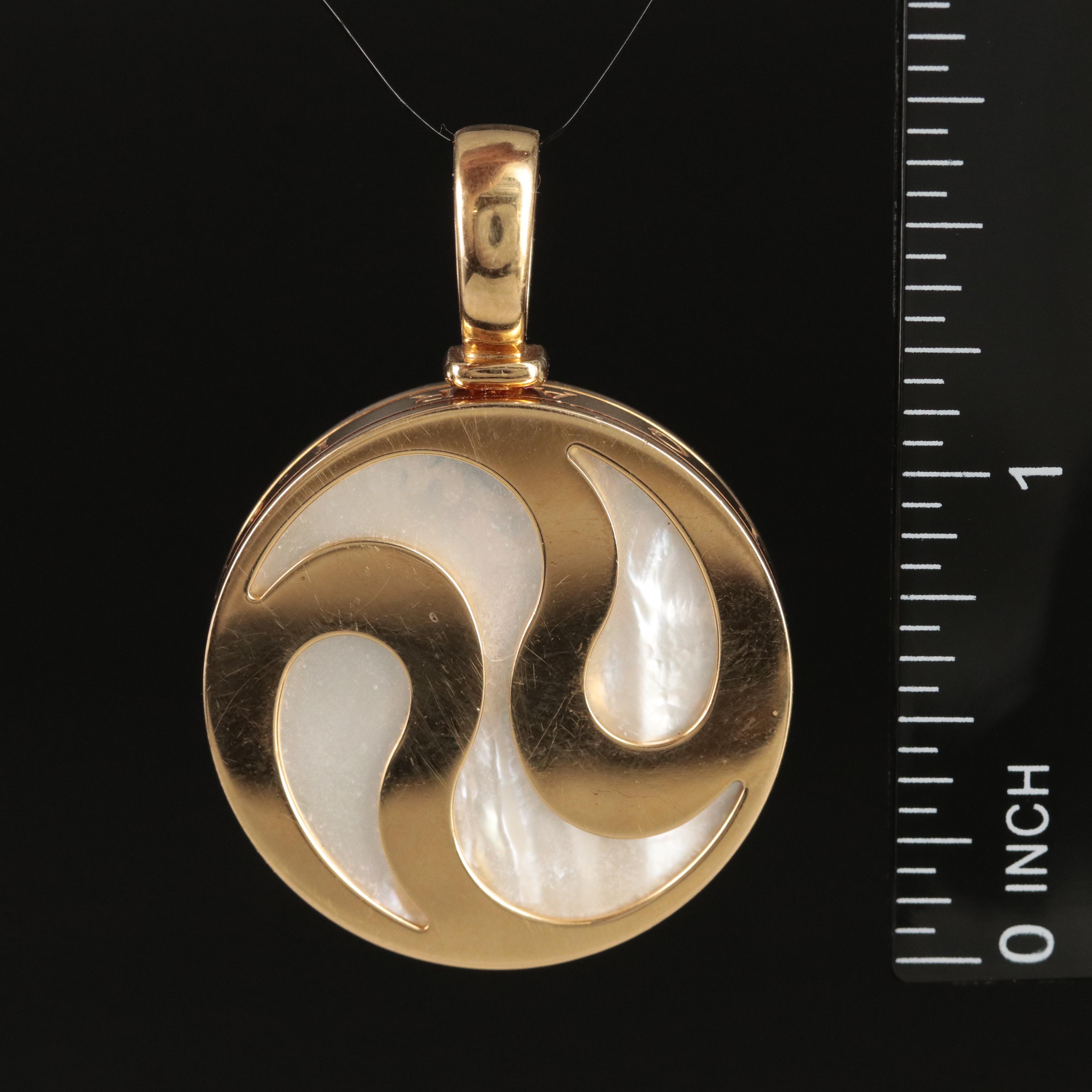 BVLGARI 18K Mother-of-Pearl "Optical Illusion" Spinner Pendant