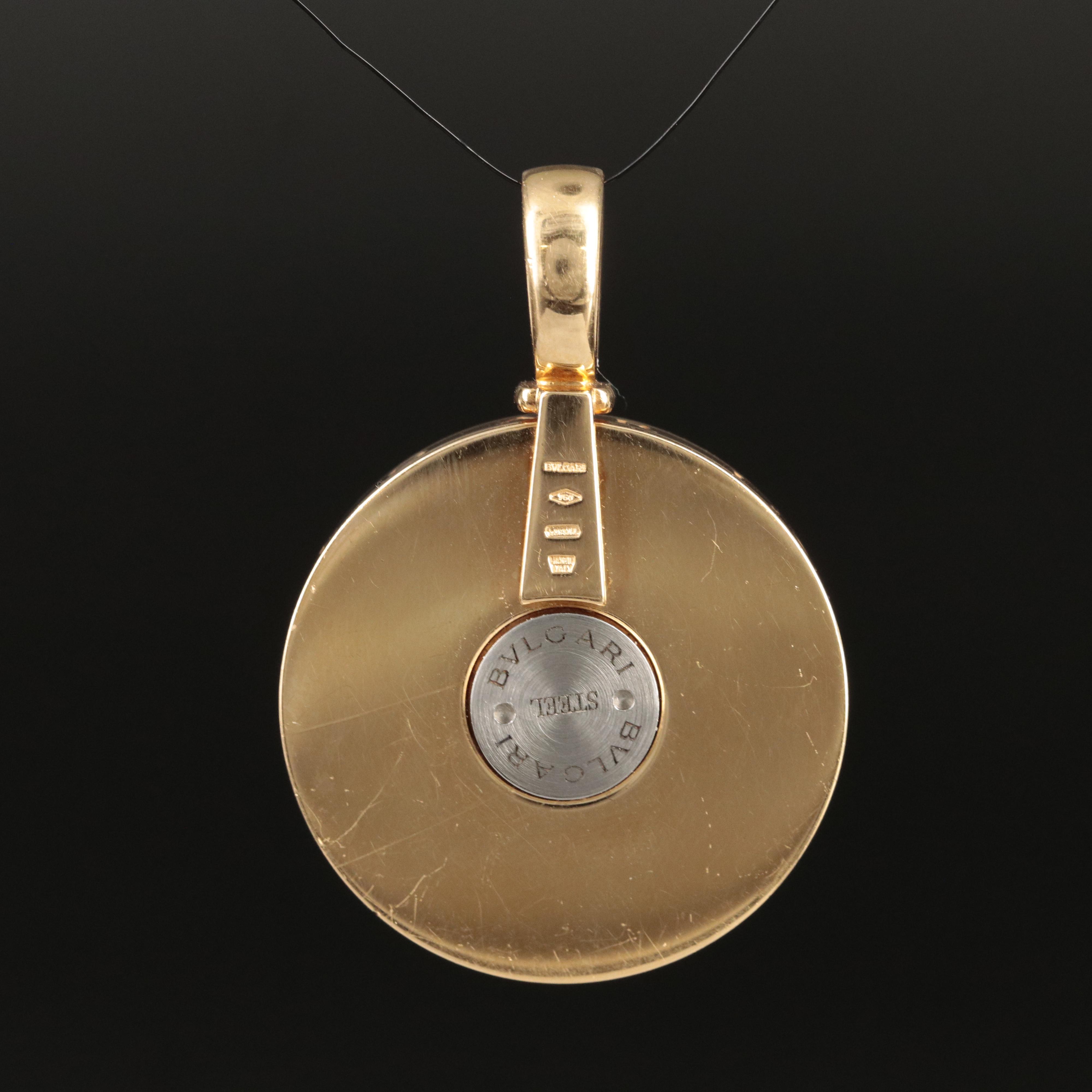 BVLGARI 18K Mother-of-Pearl "Optical Illusion" Spinner Pendant
