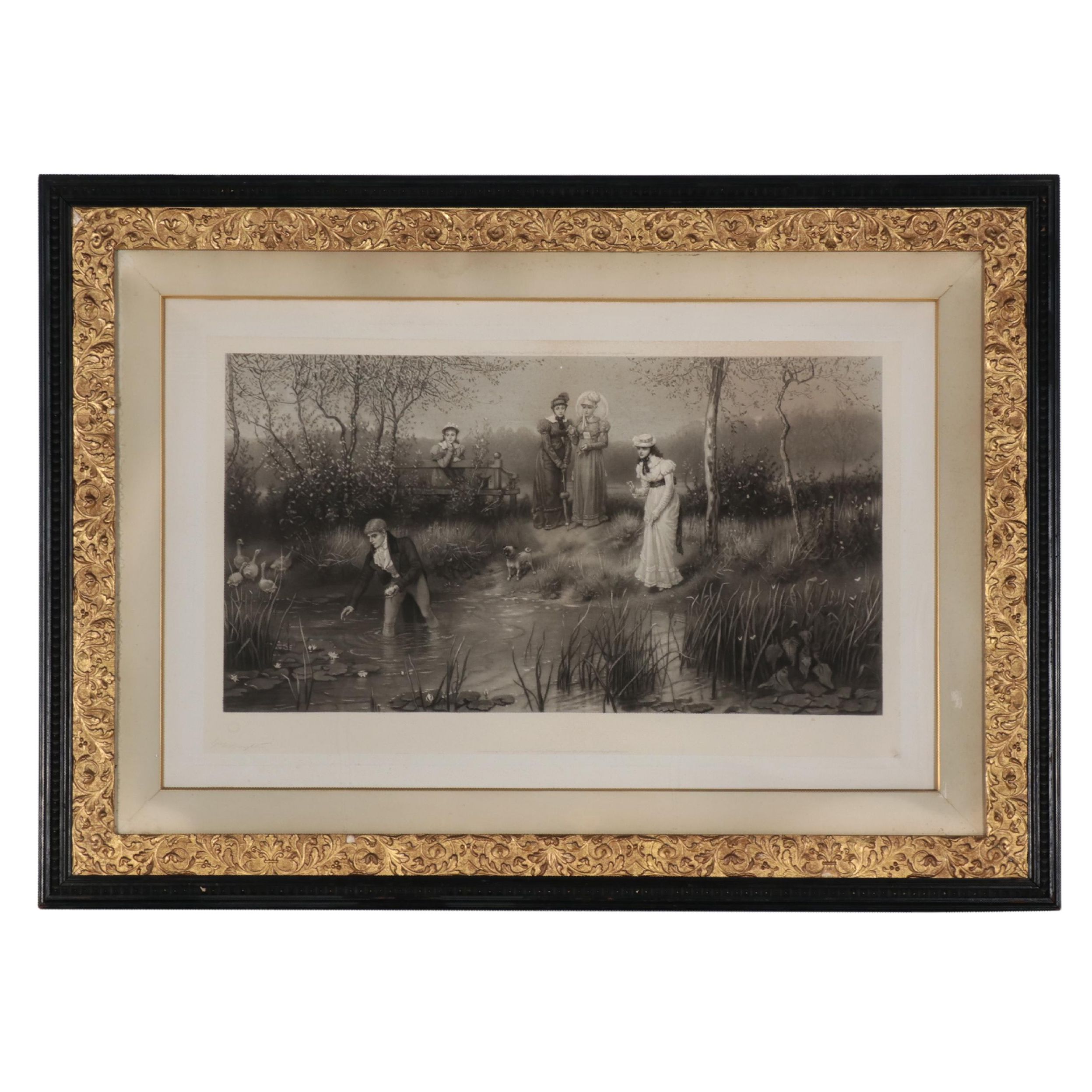 George Henry Boughton Etching "Age of Gallantry"