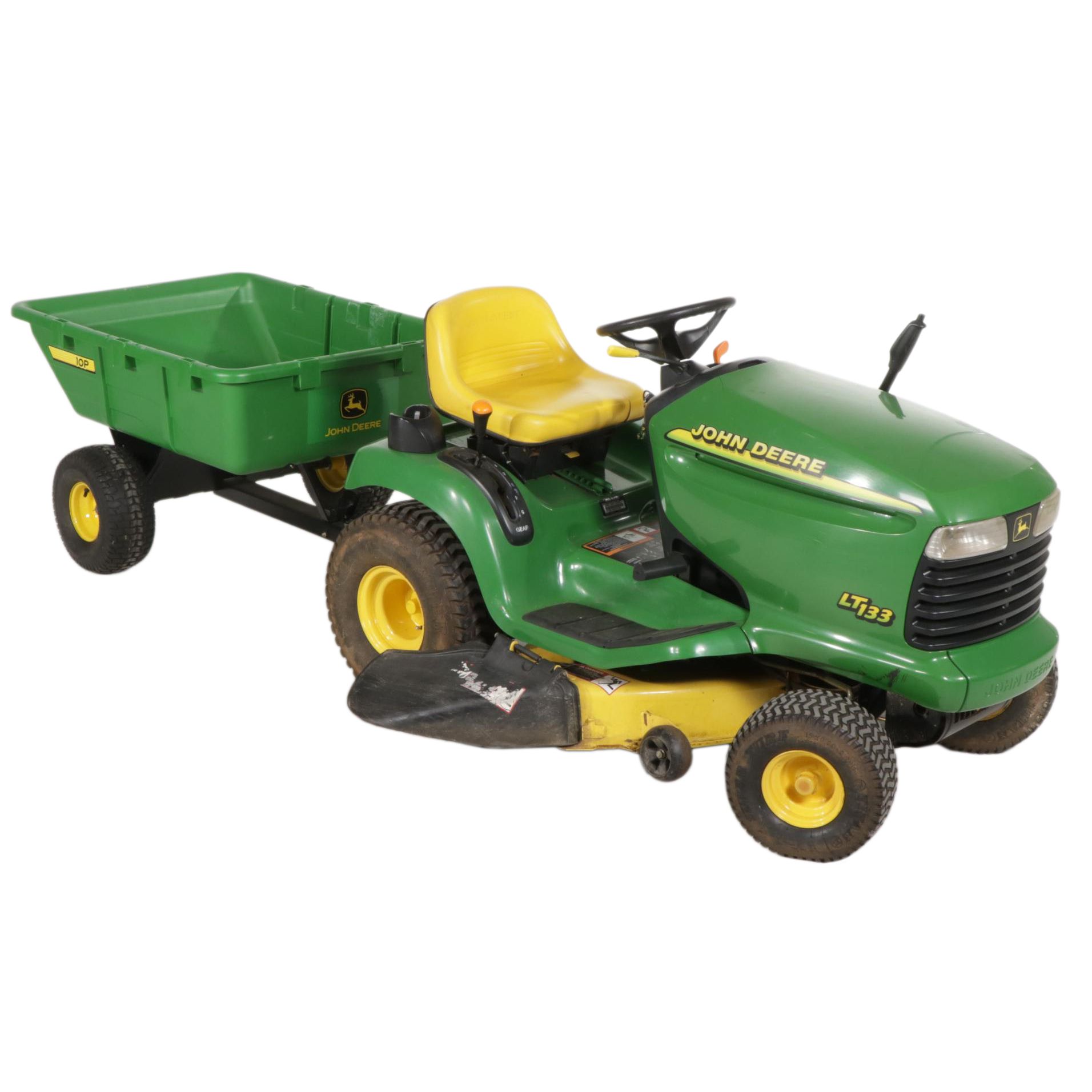 John Deere LT133 Lawn Tractor with 10P Utility Cart