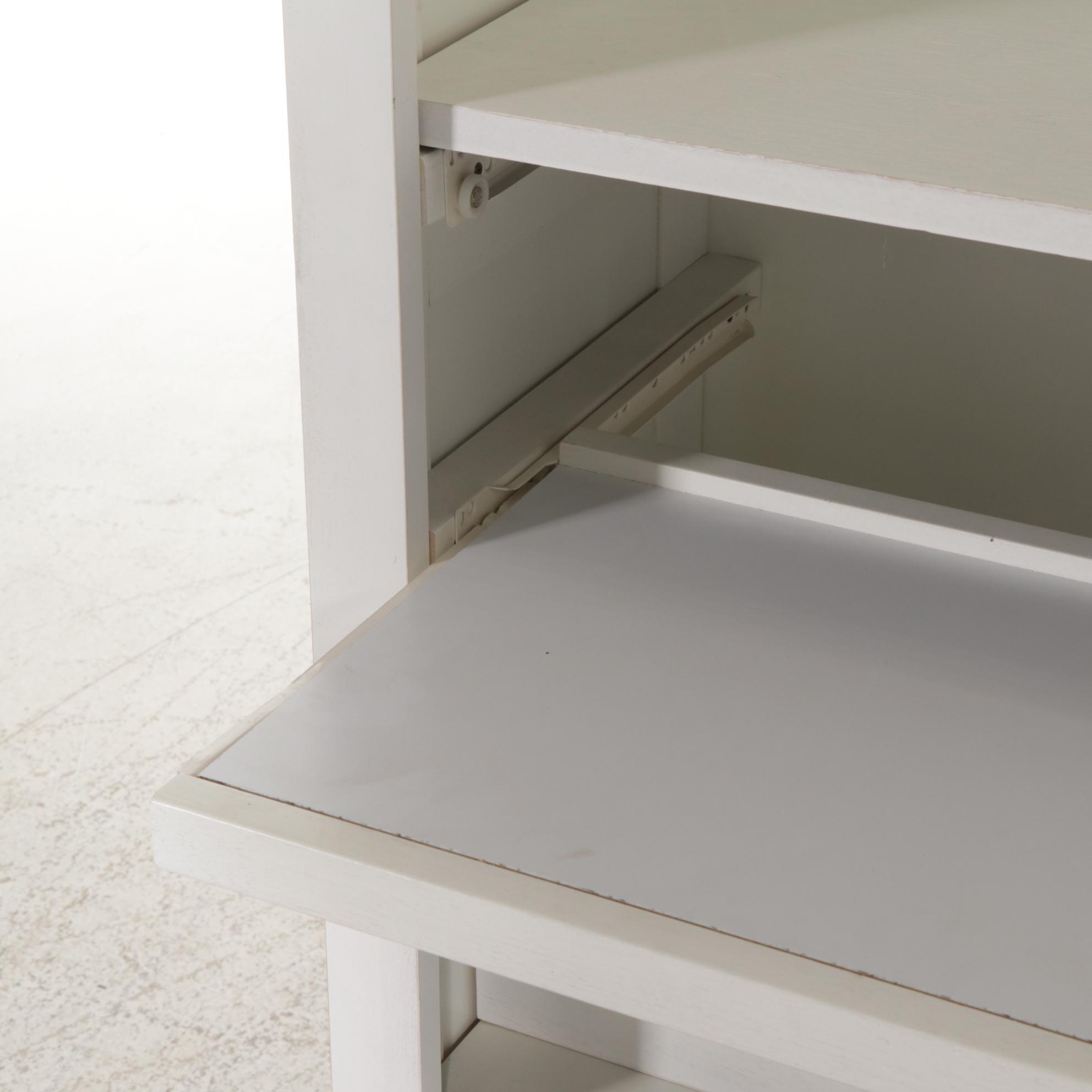 Gustavian Style White-Painted Bar Cabinet with Clock