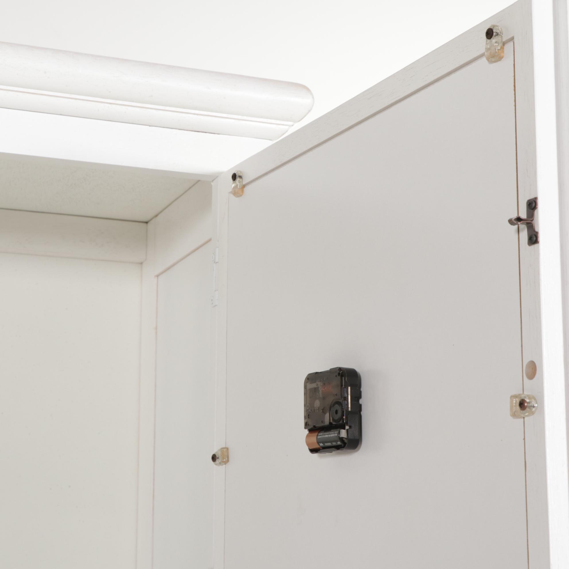 Gustavian Style White-Painted Bar Cabinet with Clock