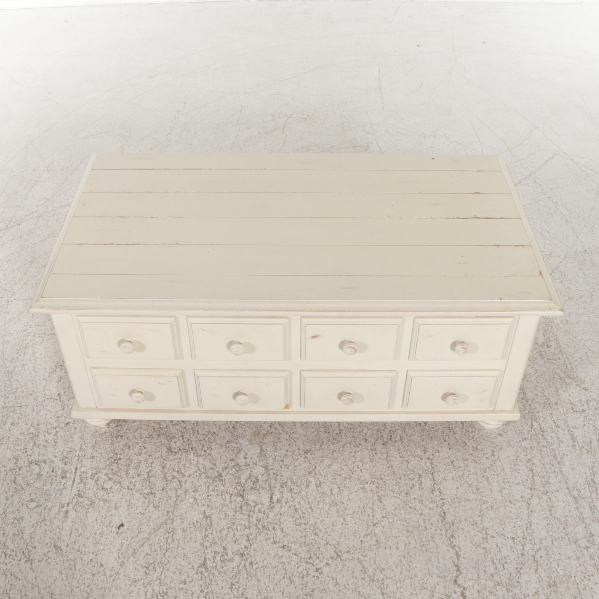 Cream-Painted Faux Apothecary Style Lift-Lid Storage Coffee Table