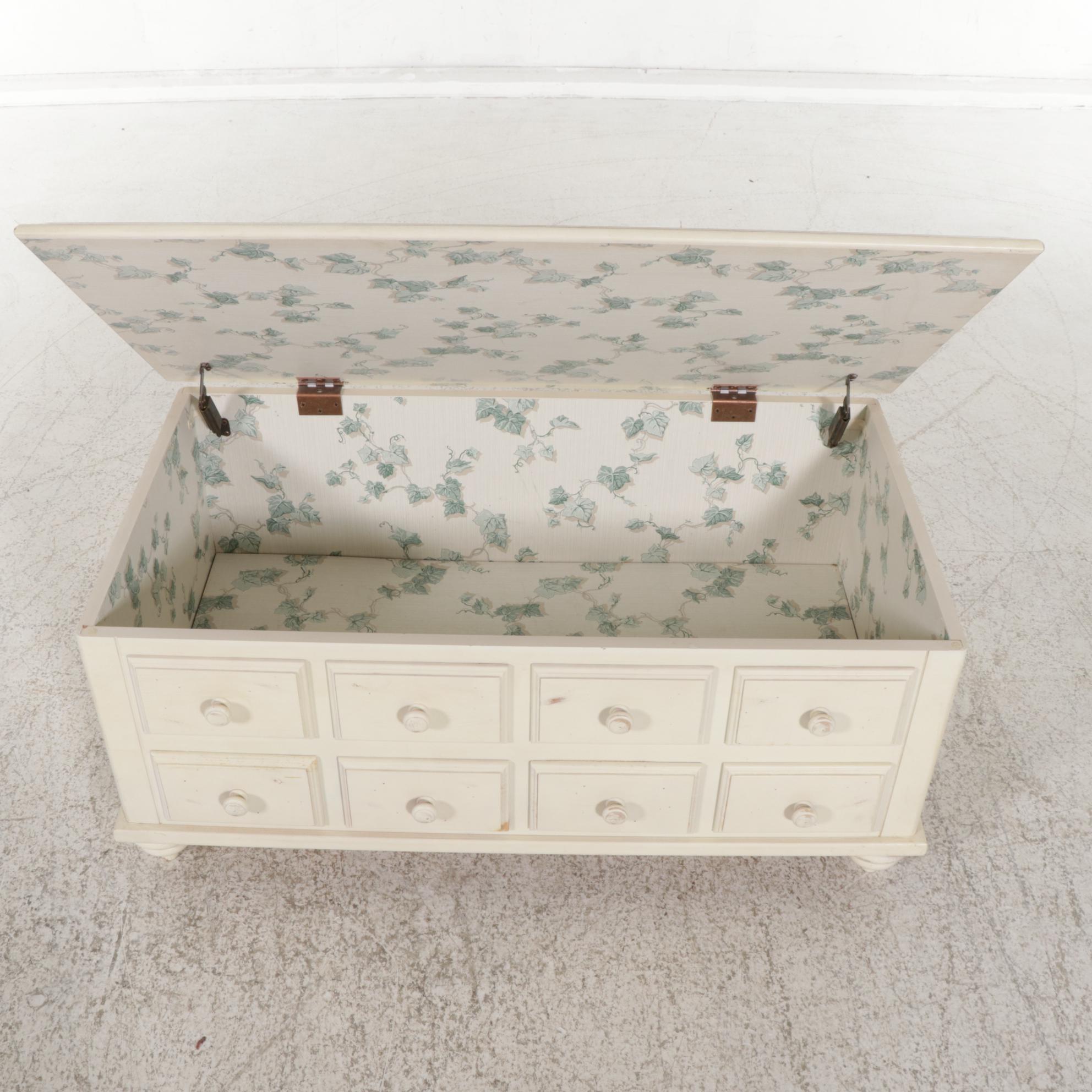 Cream-Painted Faux Apothecary Style Lift-Lid Storage Coffee Table