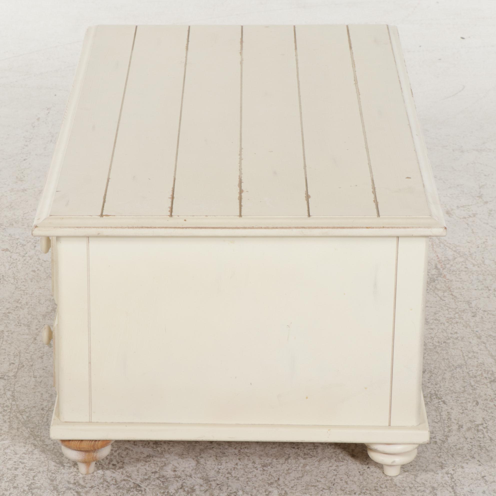 Cream-Painted Faux Apothecary Style Lift-Lid Storage Coffee Table