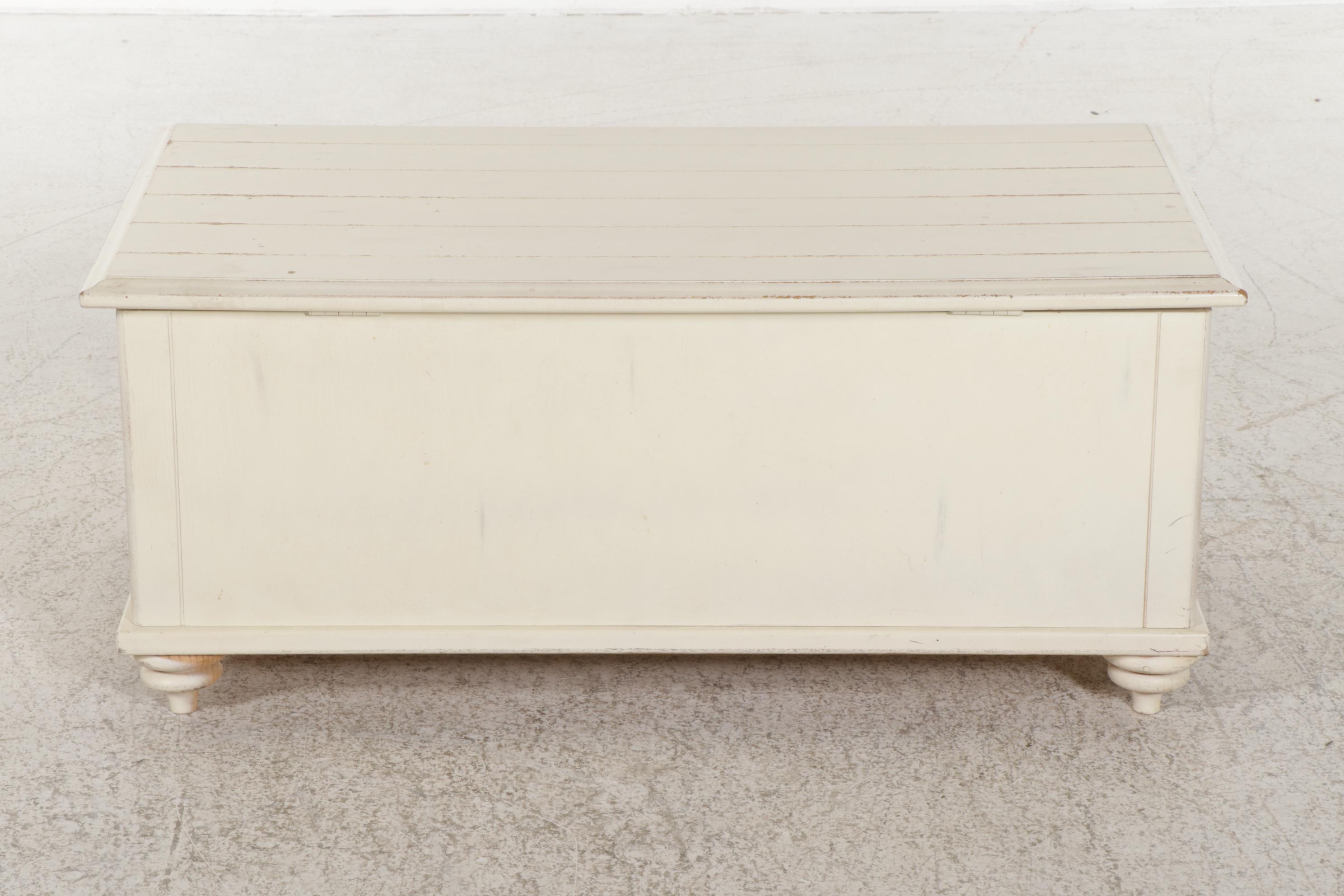 Cream-Painted Faux Apothecary Style Lift-Lid Storage Coffee Table