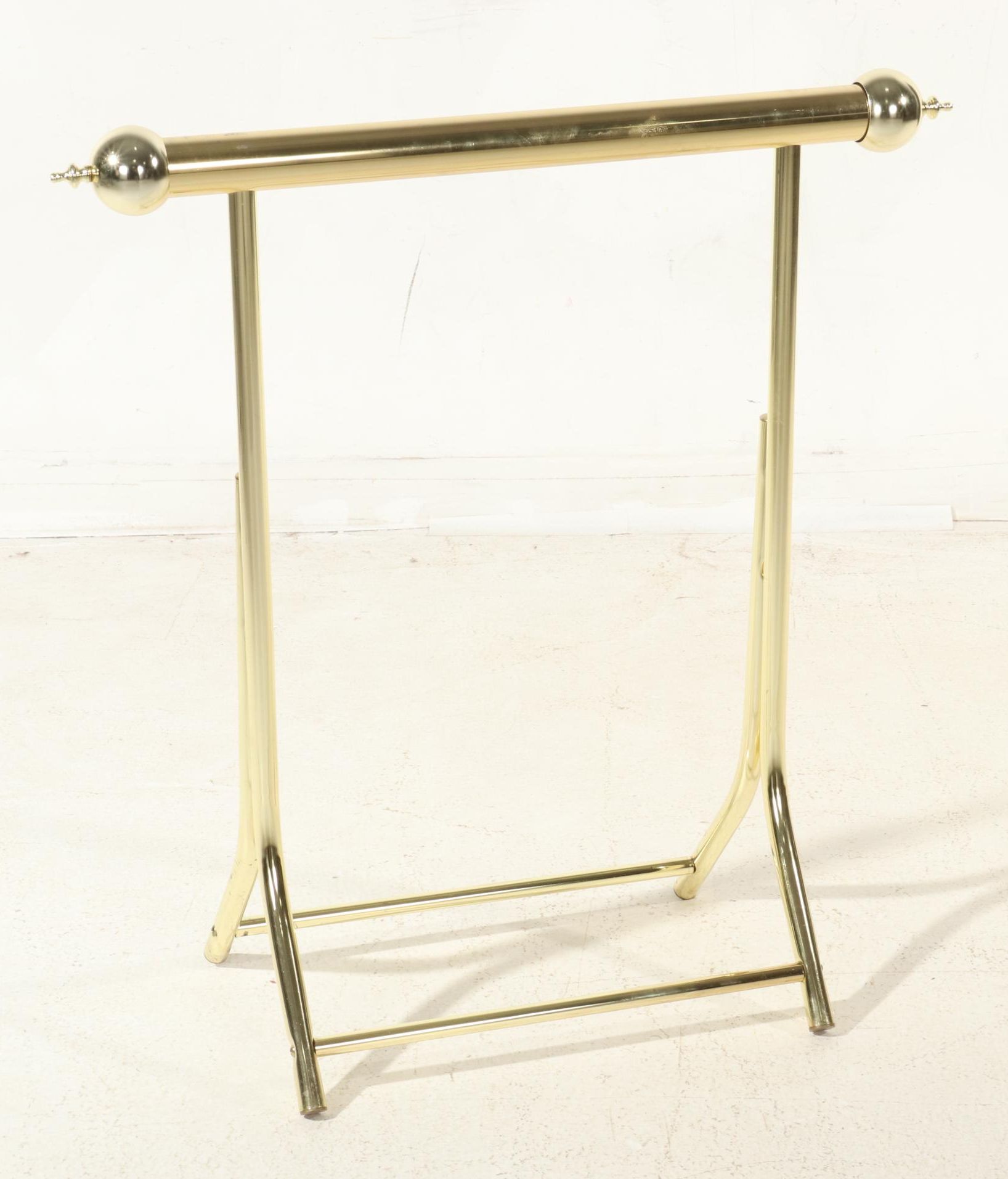 Brass Finished King Size Headboard and Footboard with Quilt Stand