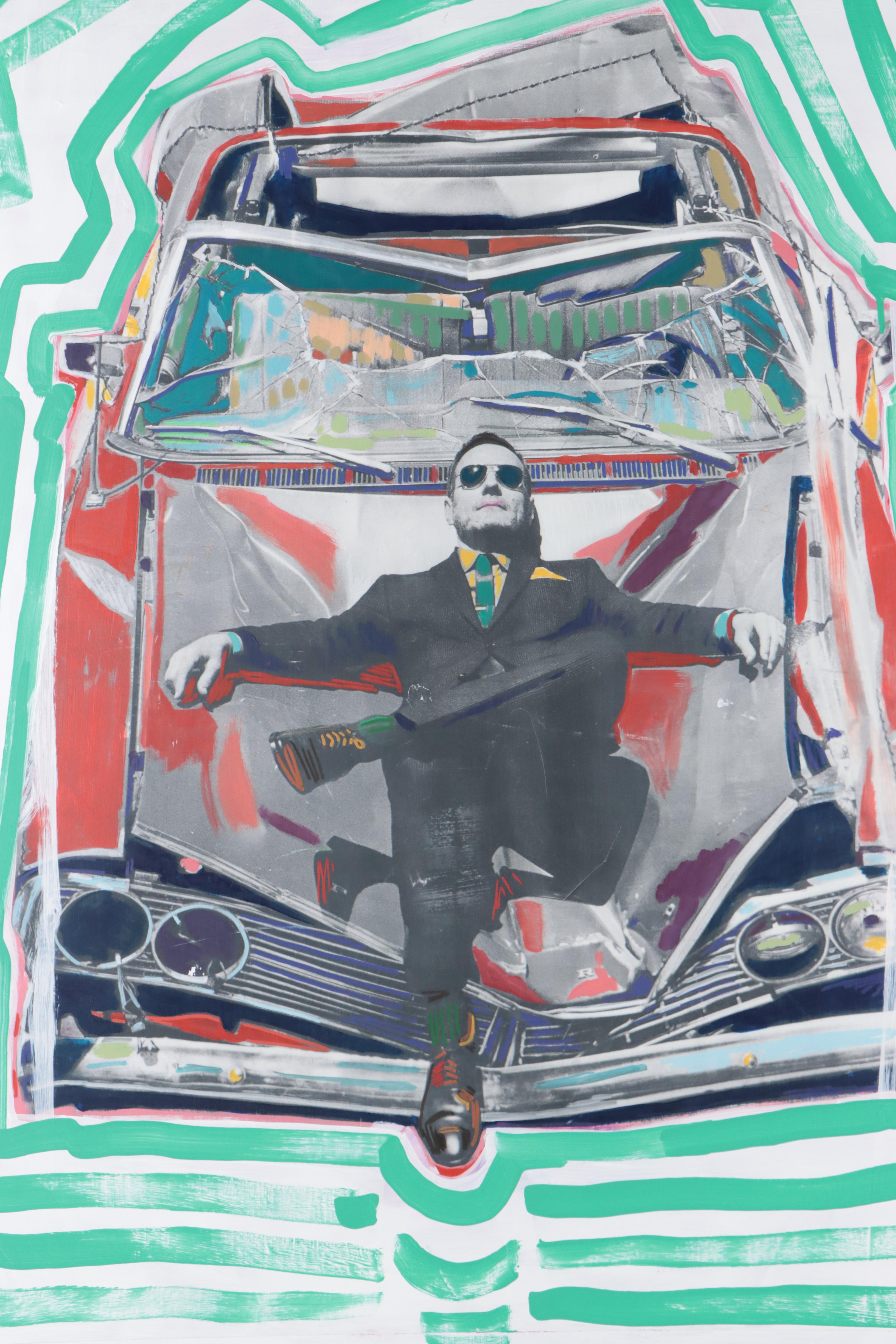 Rhee Lightner Mixed Media Painting of Bryan Cranston, 21st Century