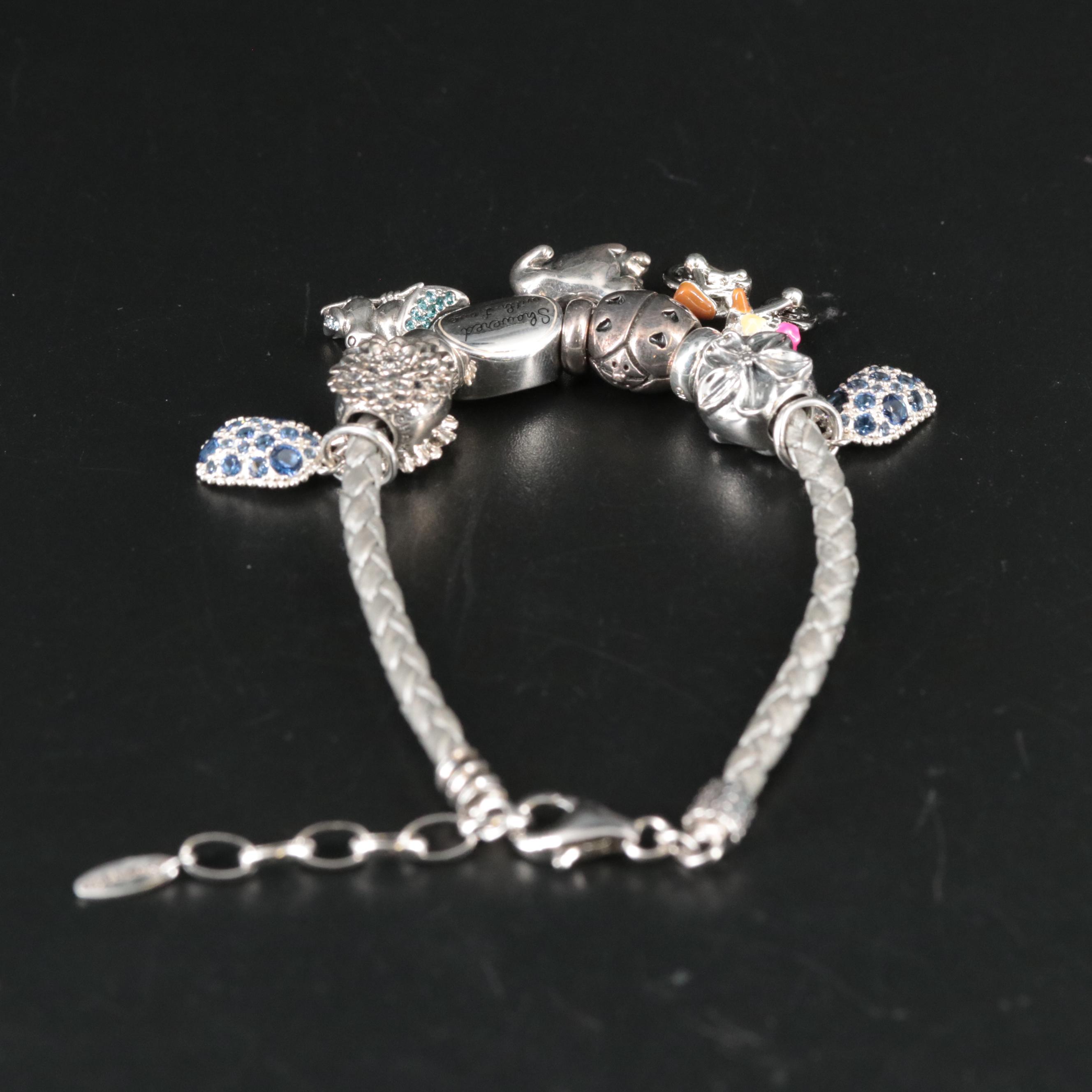 Leather Band Featuring Sterling Spring Themed Charms