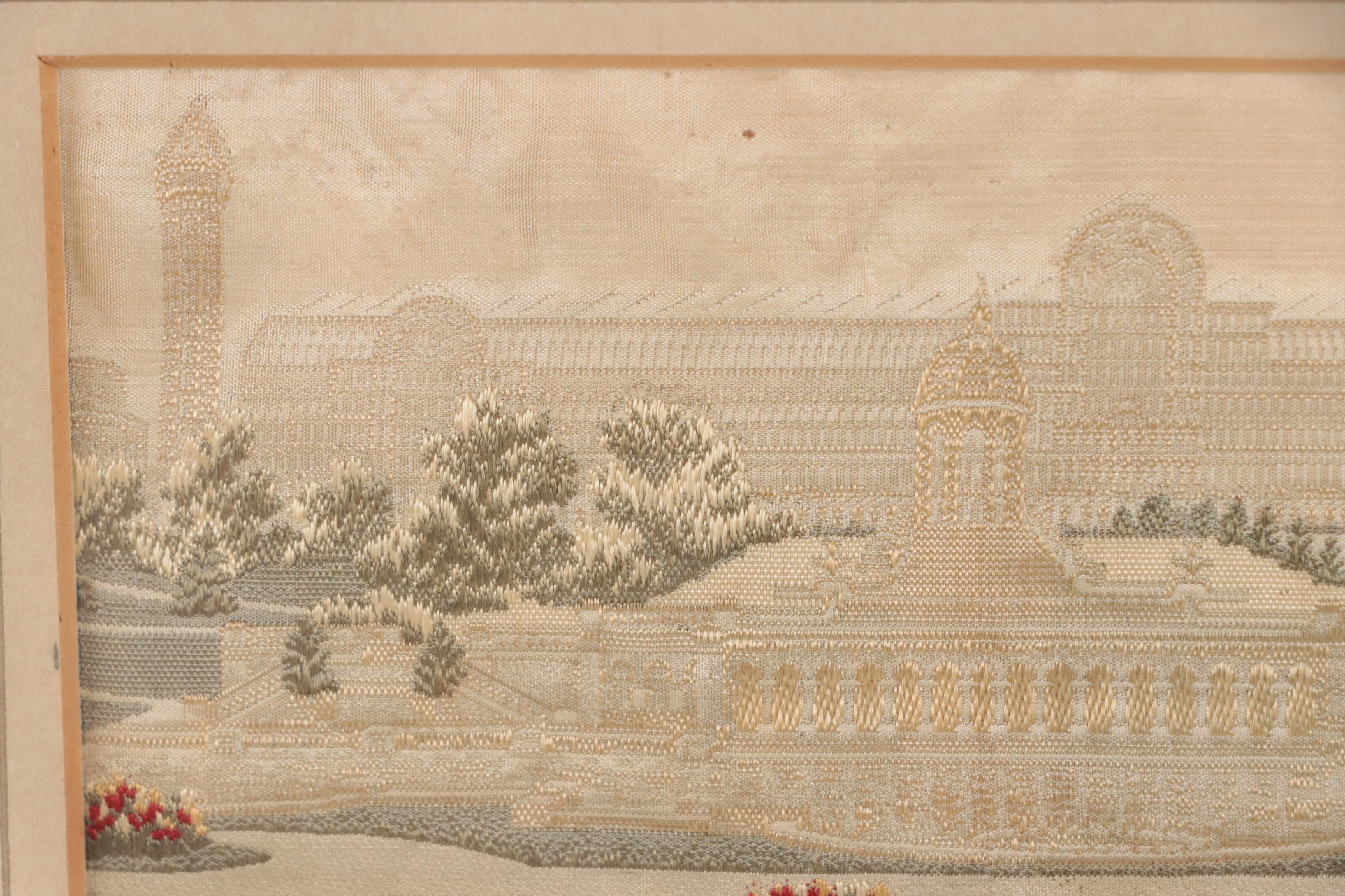 Victorian Silk Brocade Panel "The Crystal Palace," Mid to Late 19th Century