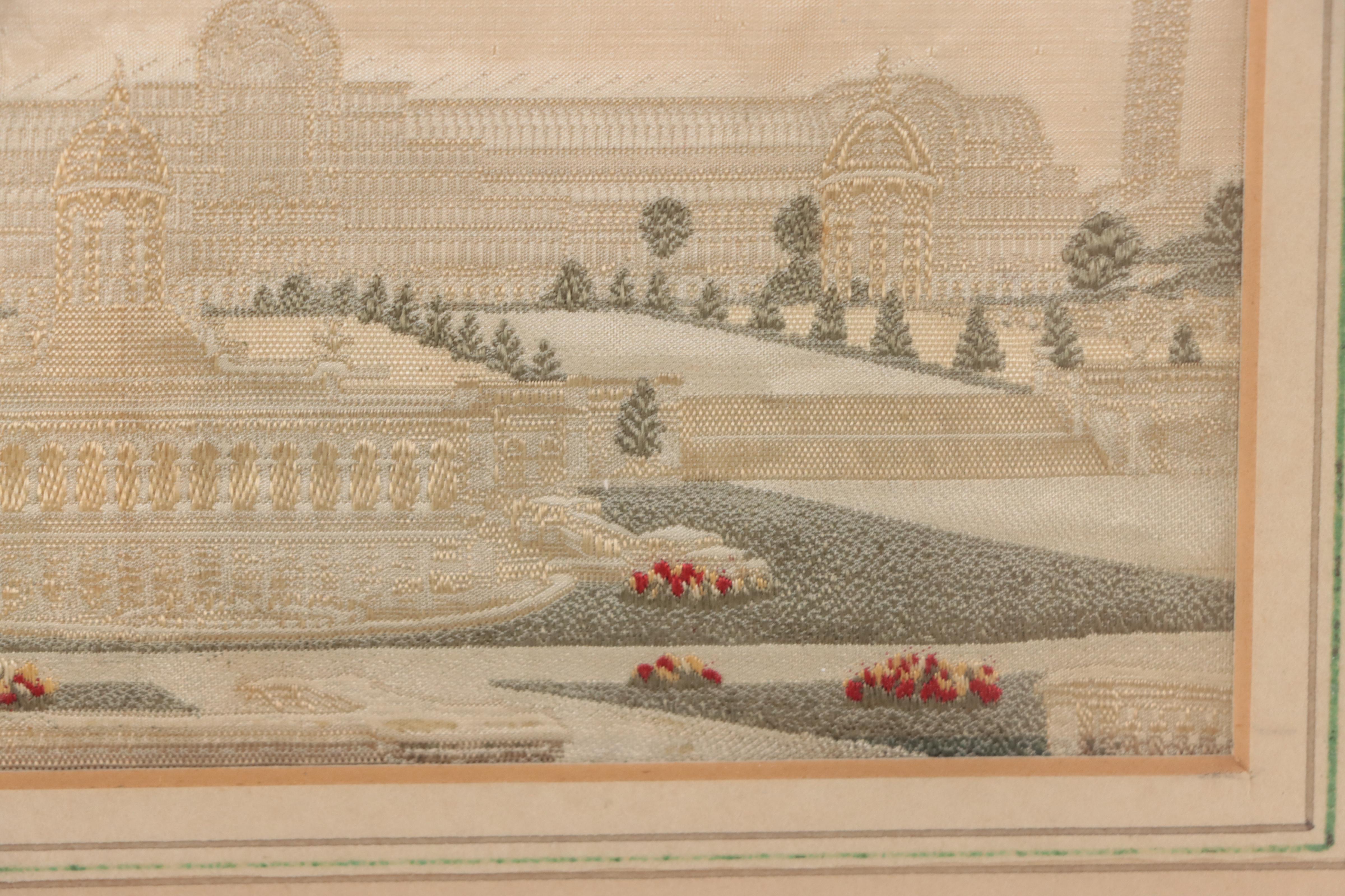 Victorian Silk Brocade Panel "The Crystal Palace," Mid to Late 19th Century
