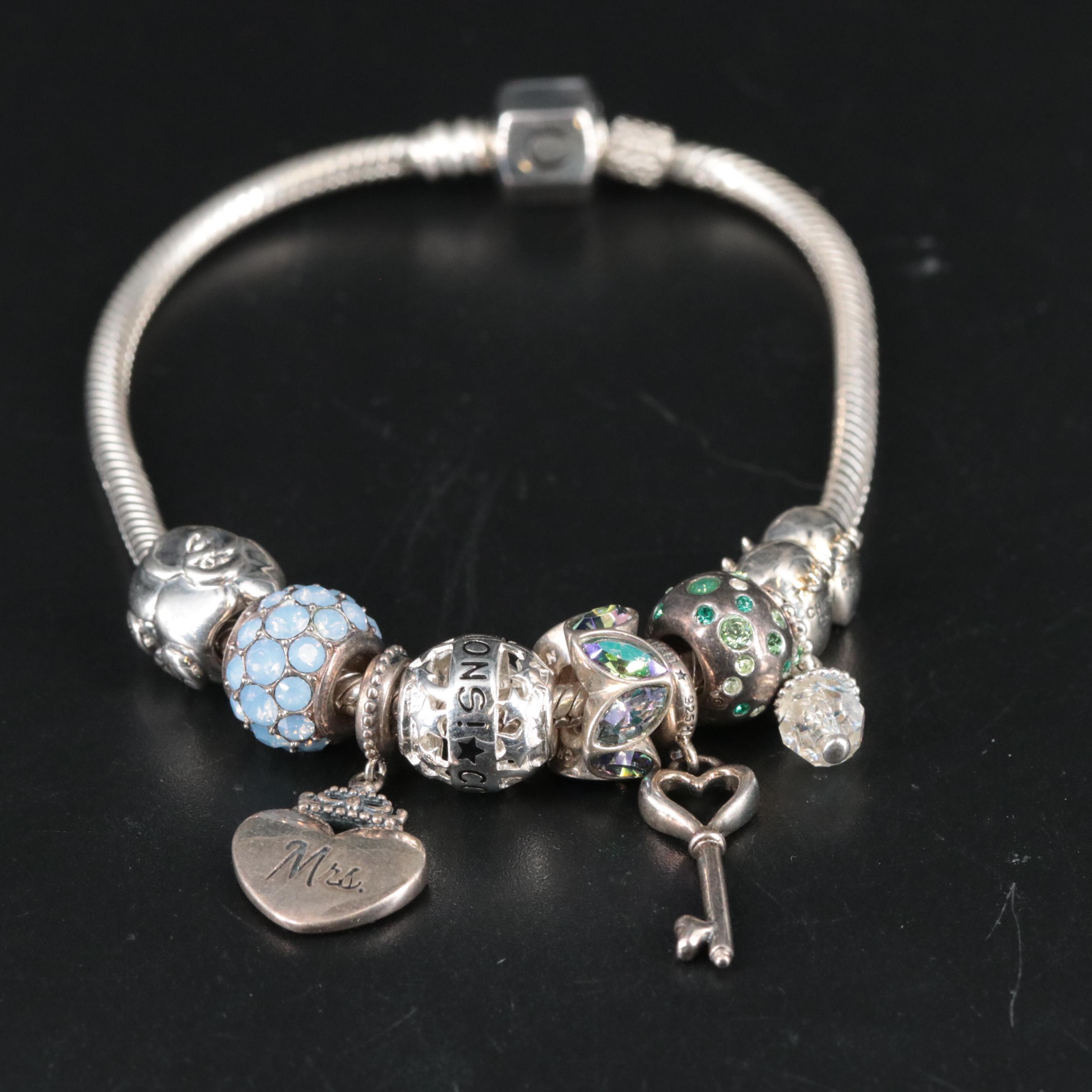 Sterling Bracelet with Bridal Themed Charms