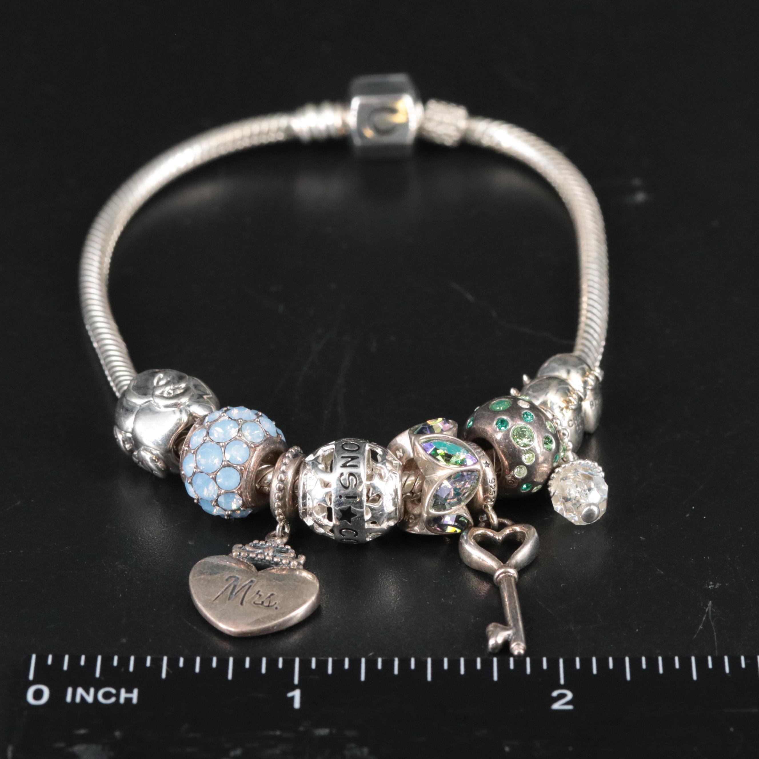 Sterling Bracelet with Bridal Themed Charms