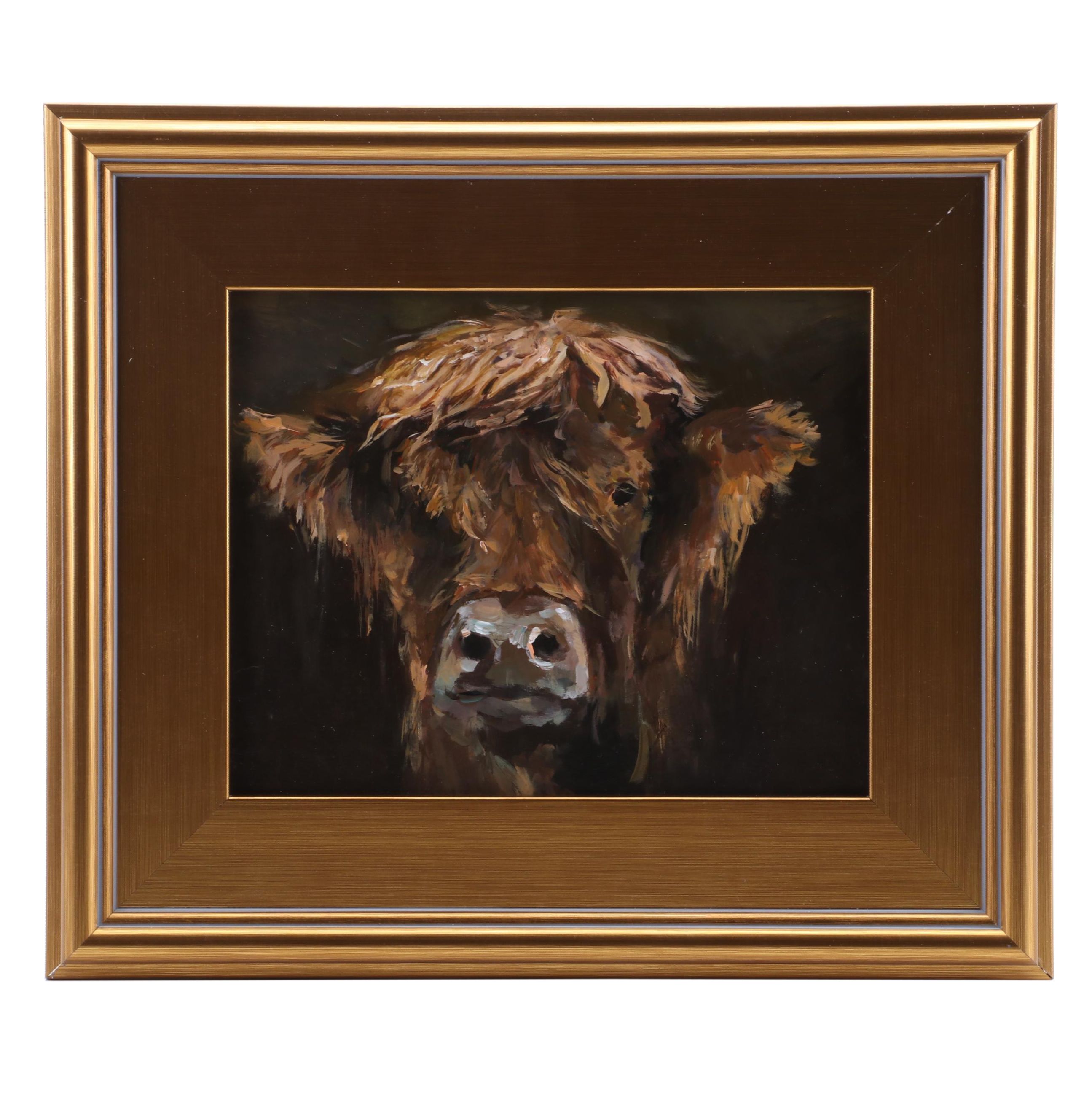 Acrylic Painting of Shaggy Cow, 1994