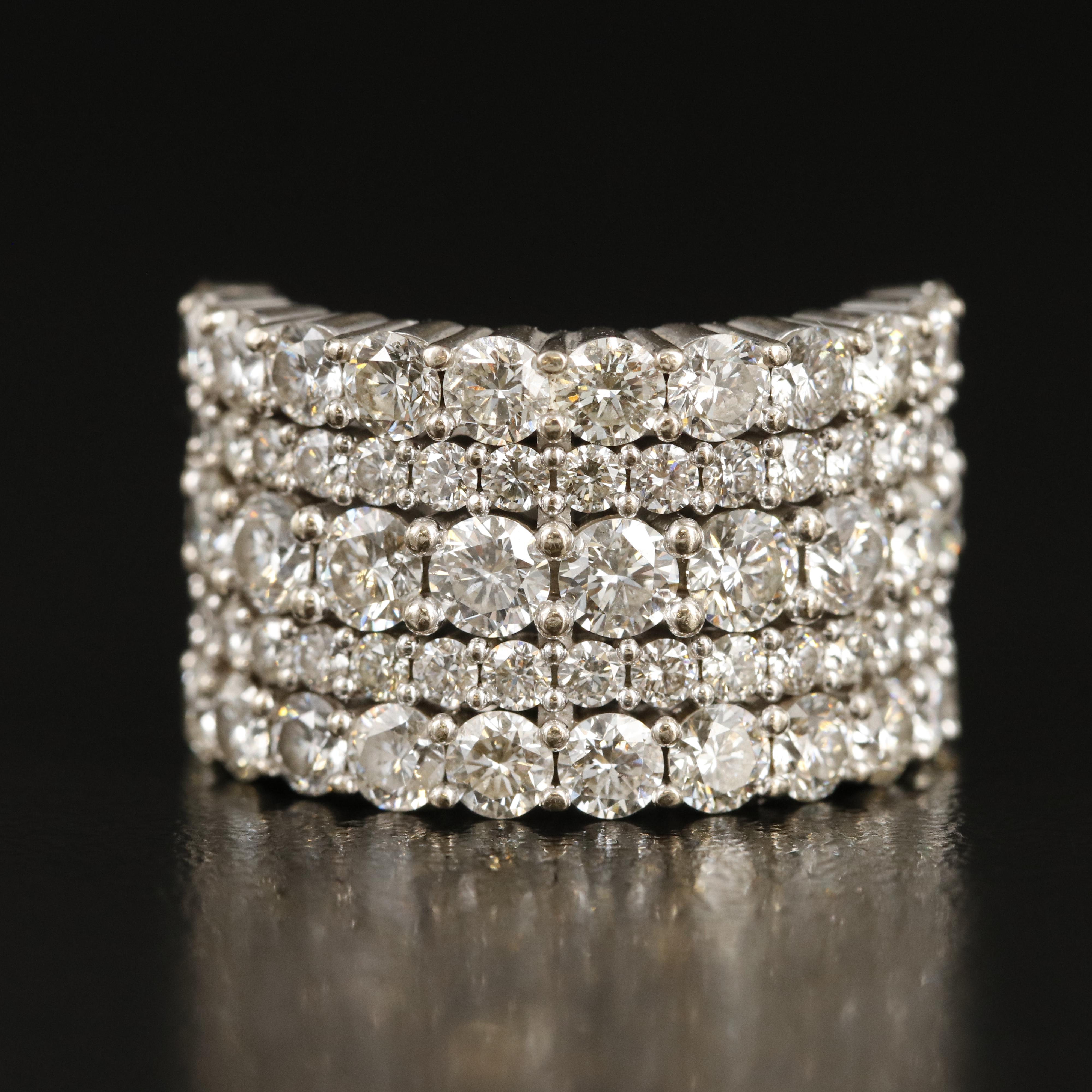 14K 4.68 CTW Diamond Multi-Row Ring