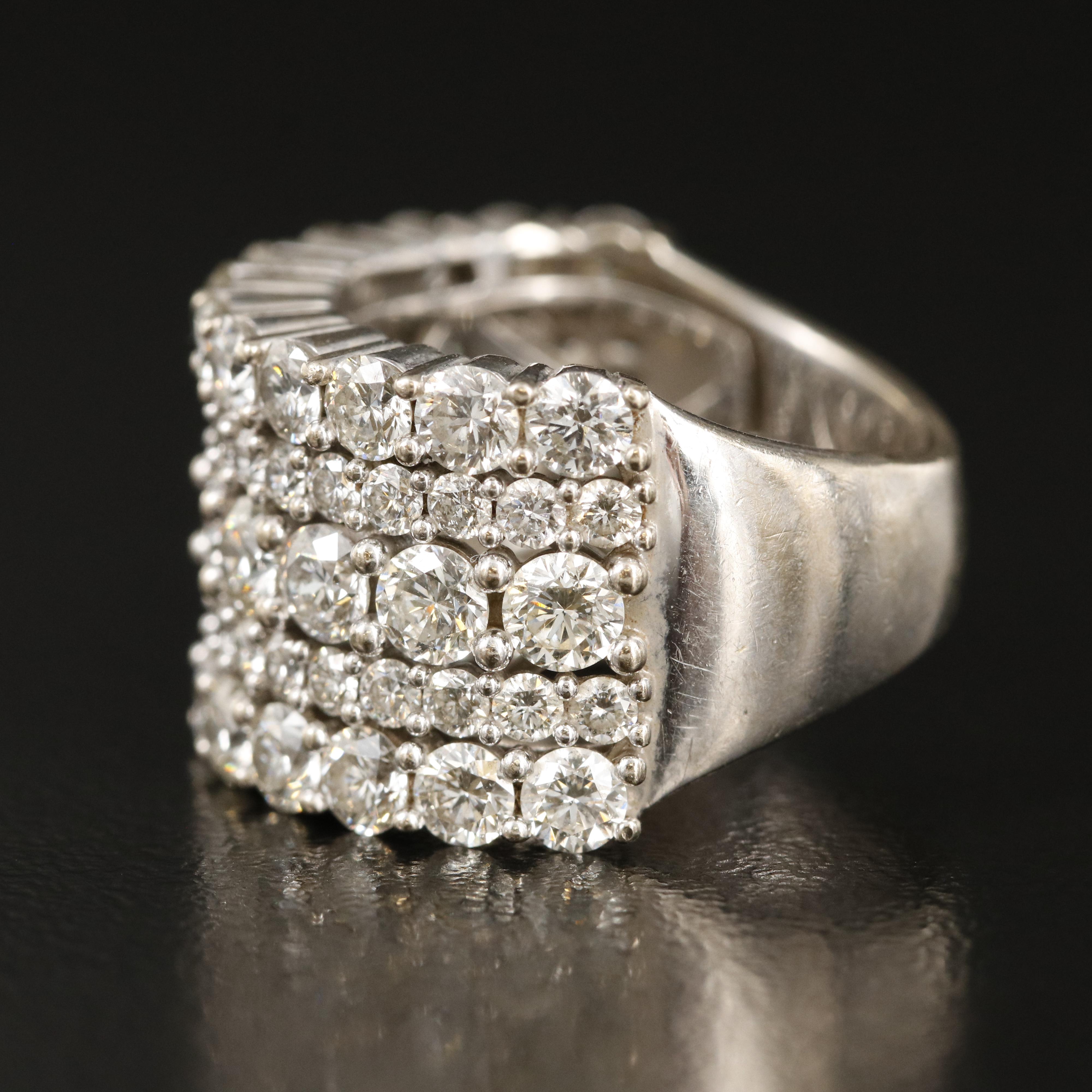 14K 4.68 CTW Diamond Multi-Row Ring