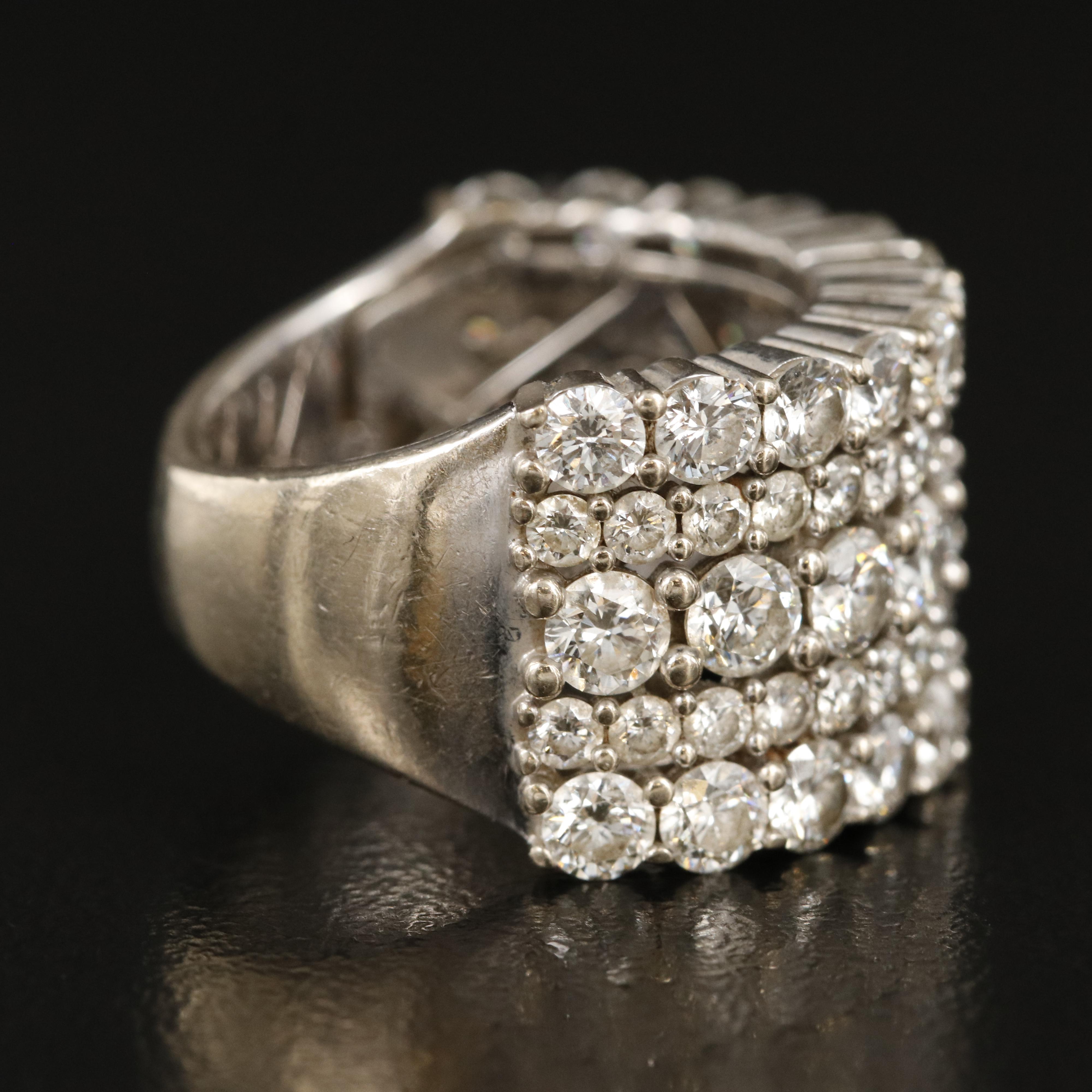 14K 4.68 CTW Diamond Multi-Row Ring