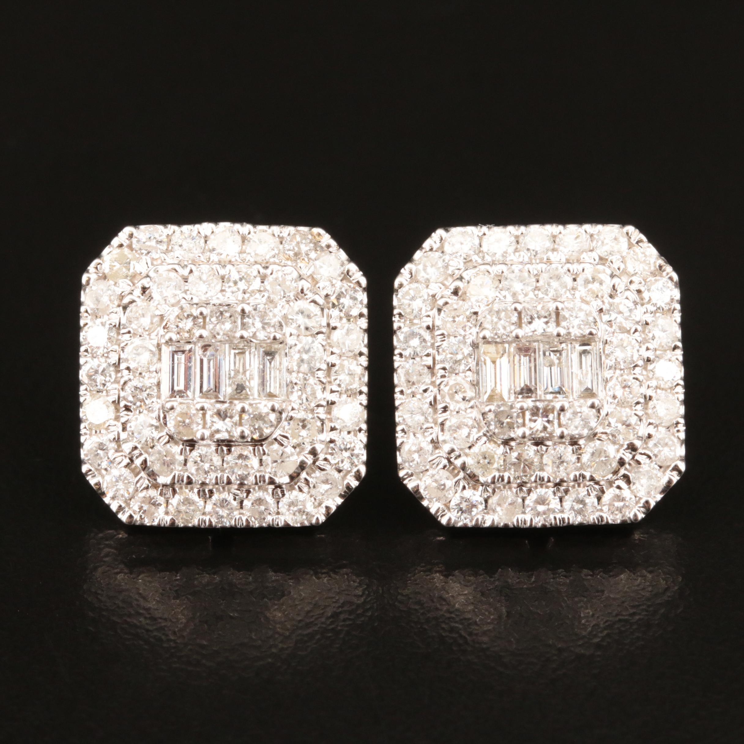 14K 2.94 CTW Diamond Cluster Stud Earrings