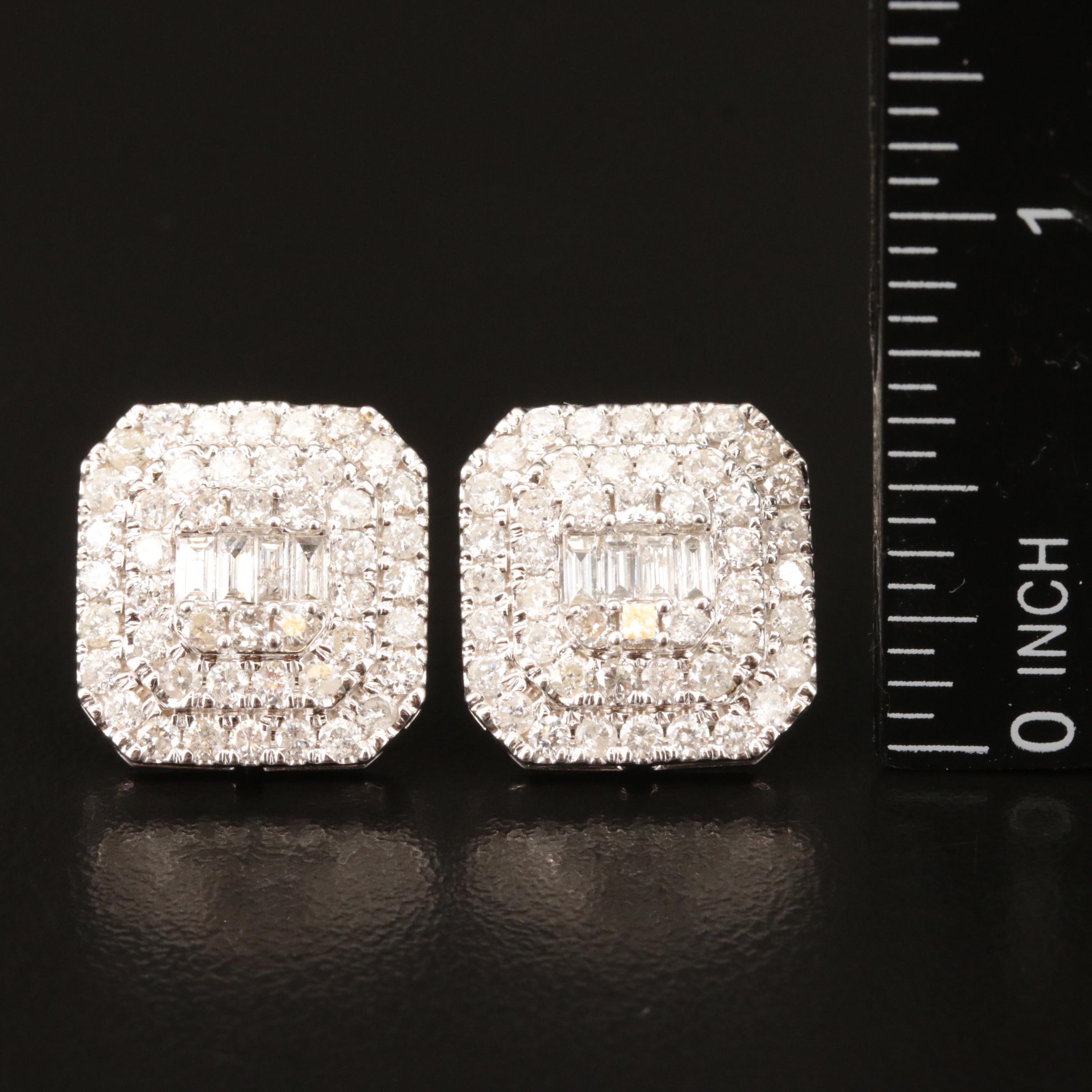 14K 2.94 CTW Diamond Cluster Stud Earrings
