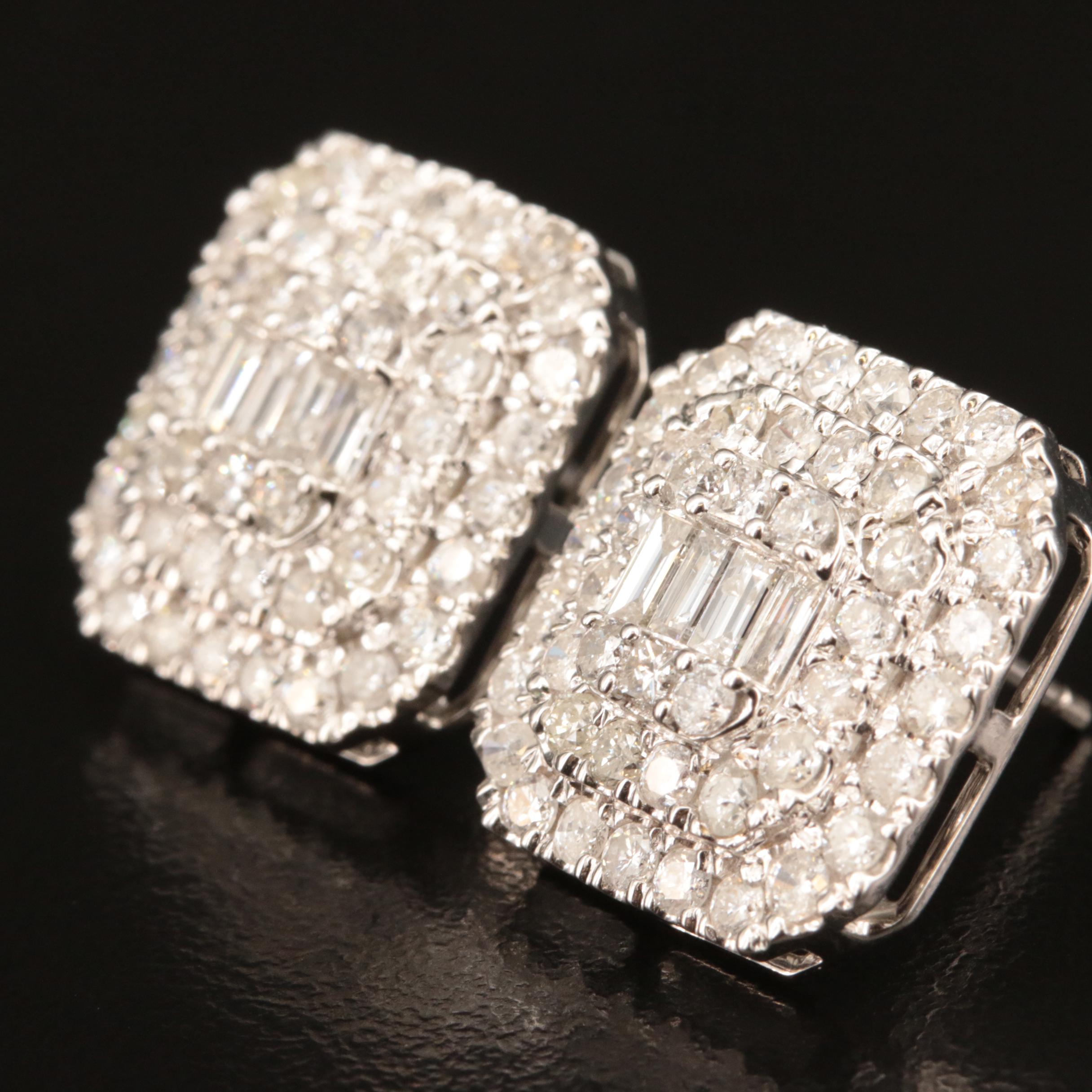 14K 2.94 CTW Diamond Cluster Stud Earrings