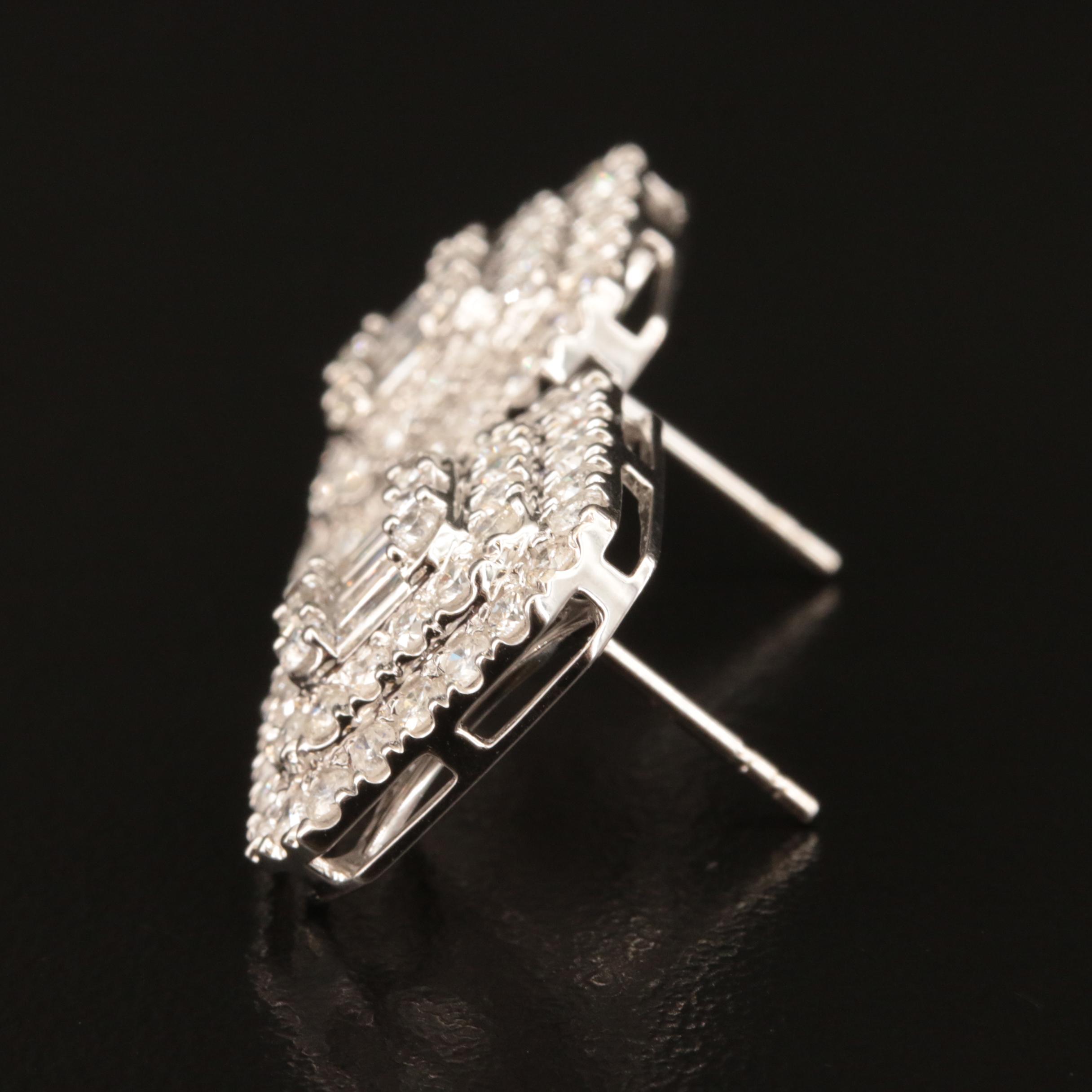 14K 2.94 CTW Diamond Cluster Stud Earrings