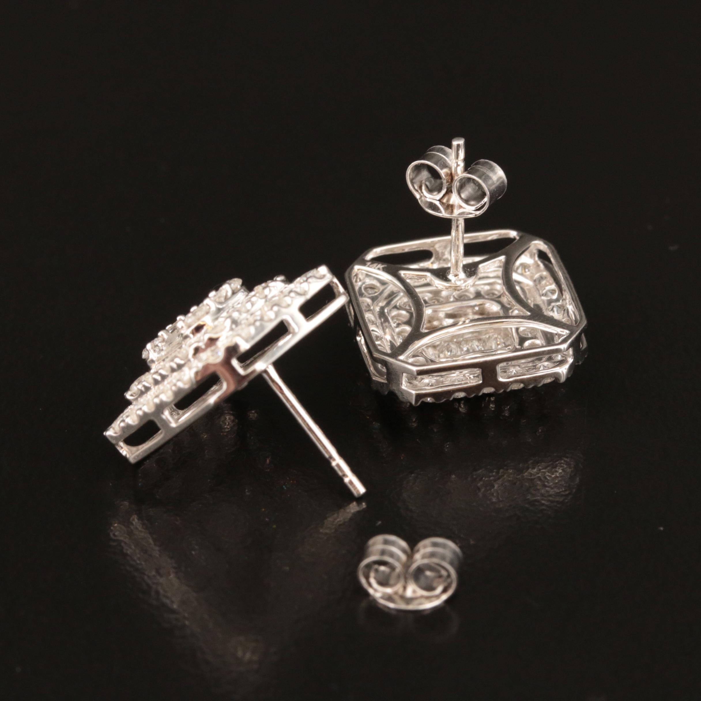 14K 2.94 CTW Diamond Cluster Stud Earrings