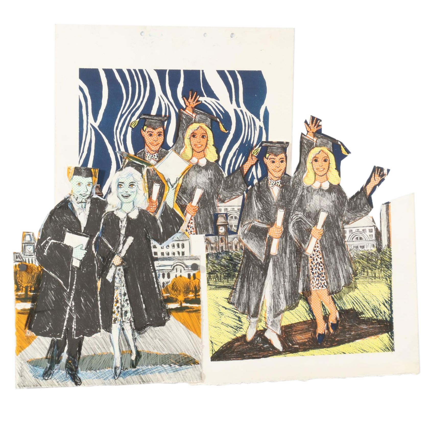 Sidney Chafetz Work-in-Progress Mixed Media for "You Can Tell It's Swell"