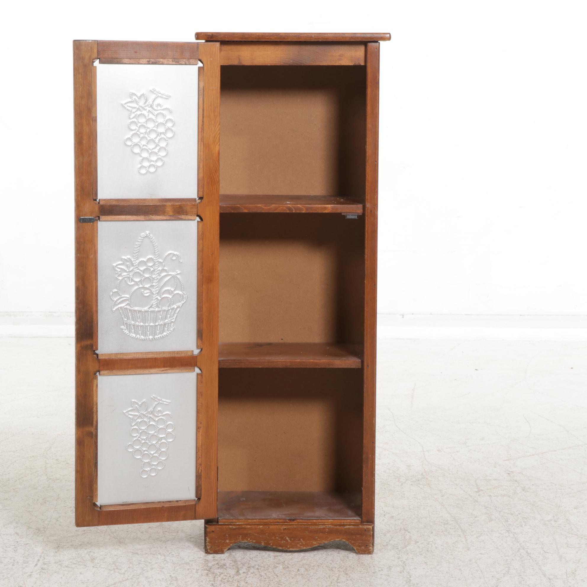 Pine Cabinet with Punched Metal Door Panels, Late 20th to 21st Century