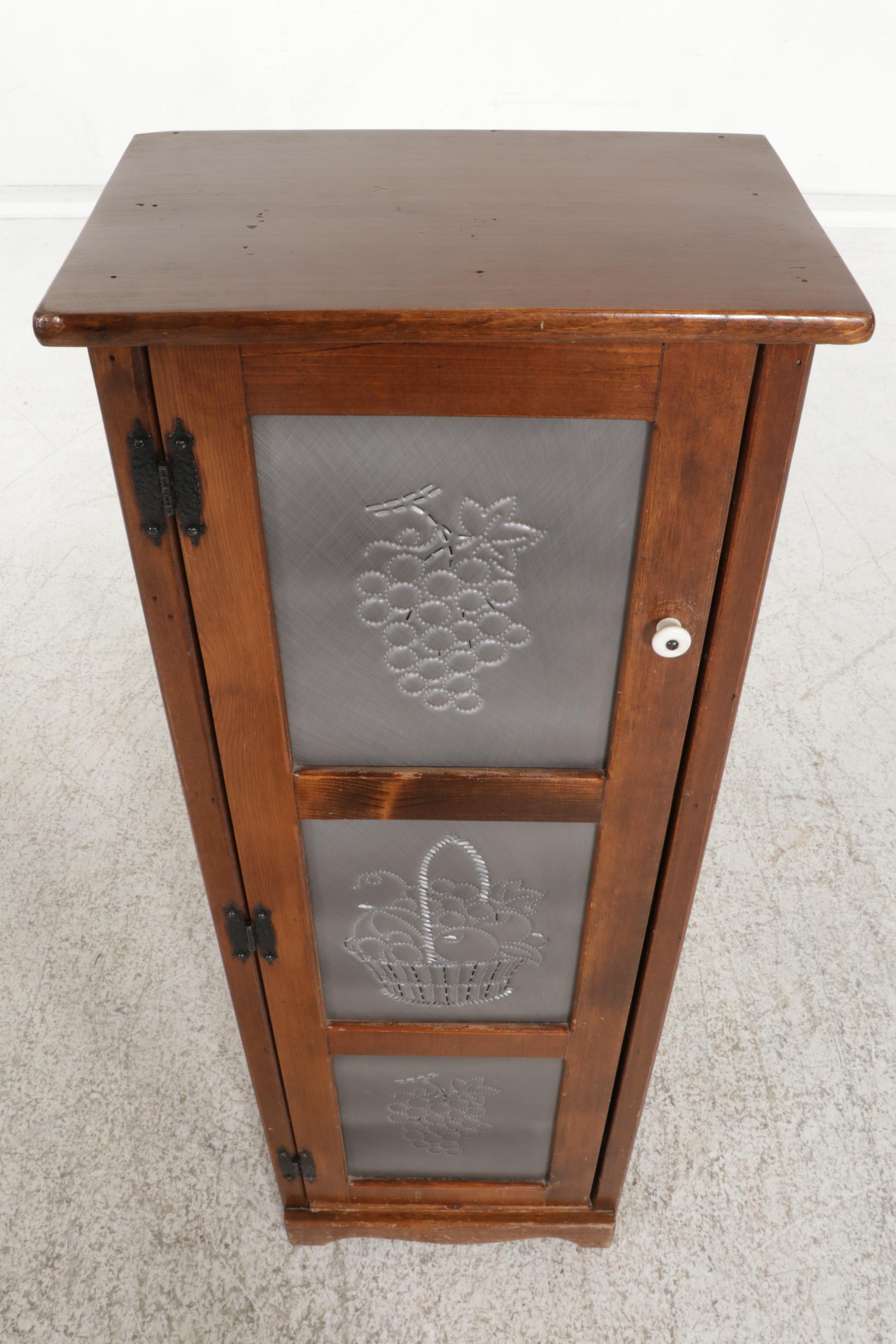 Pine Cabinet with Punched Metal Door Panels, Late 20th to 21st Century