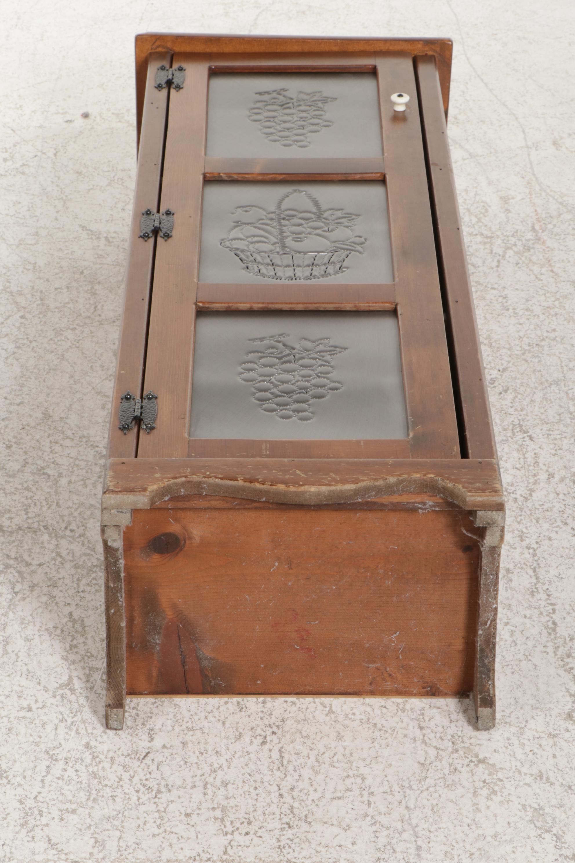 Pine Cabinet with Punched Metal Door Panels, Late 20th to 21st Century