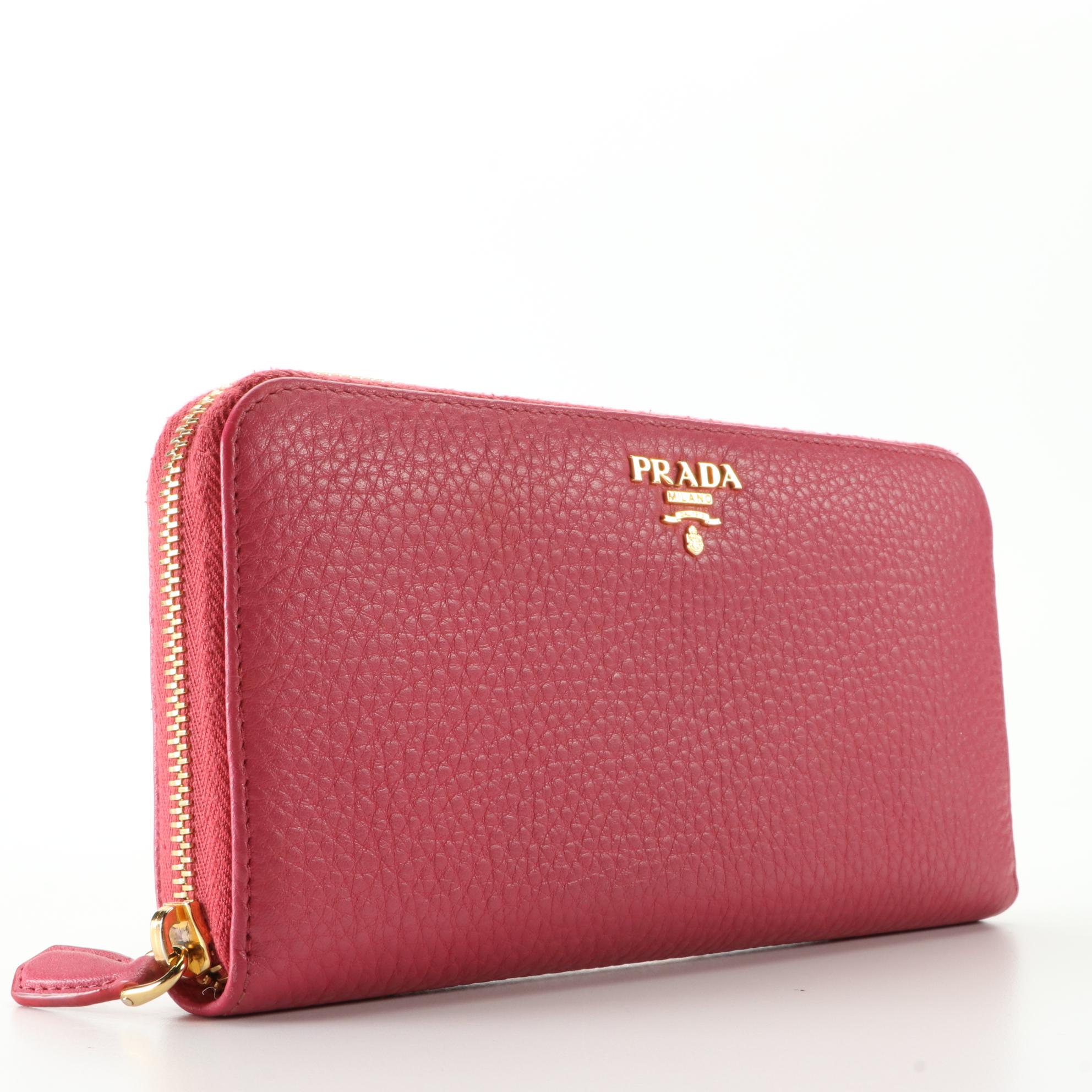Prada Vitello Daino Leather Zip-Around Wallet