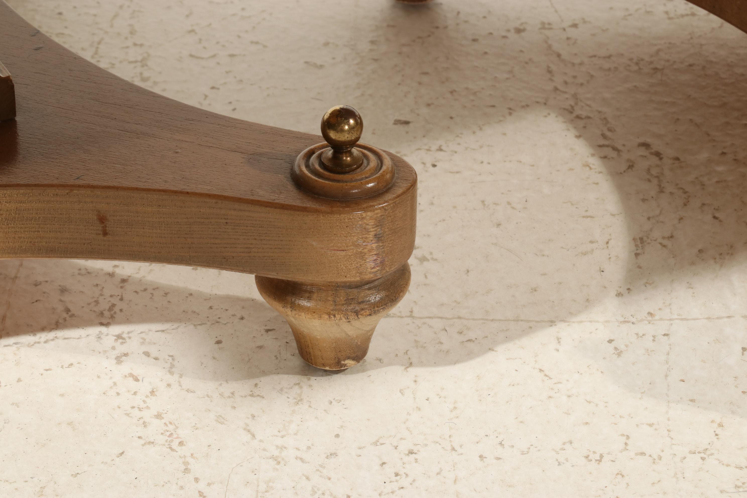 Pair of Walnut Side Tables with Travertine Tops, Late 20th Century