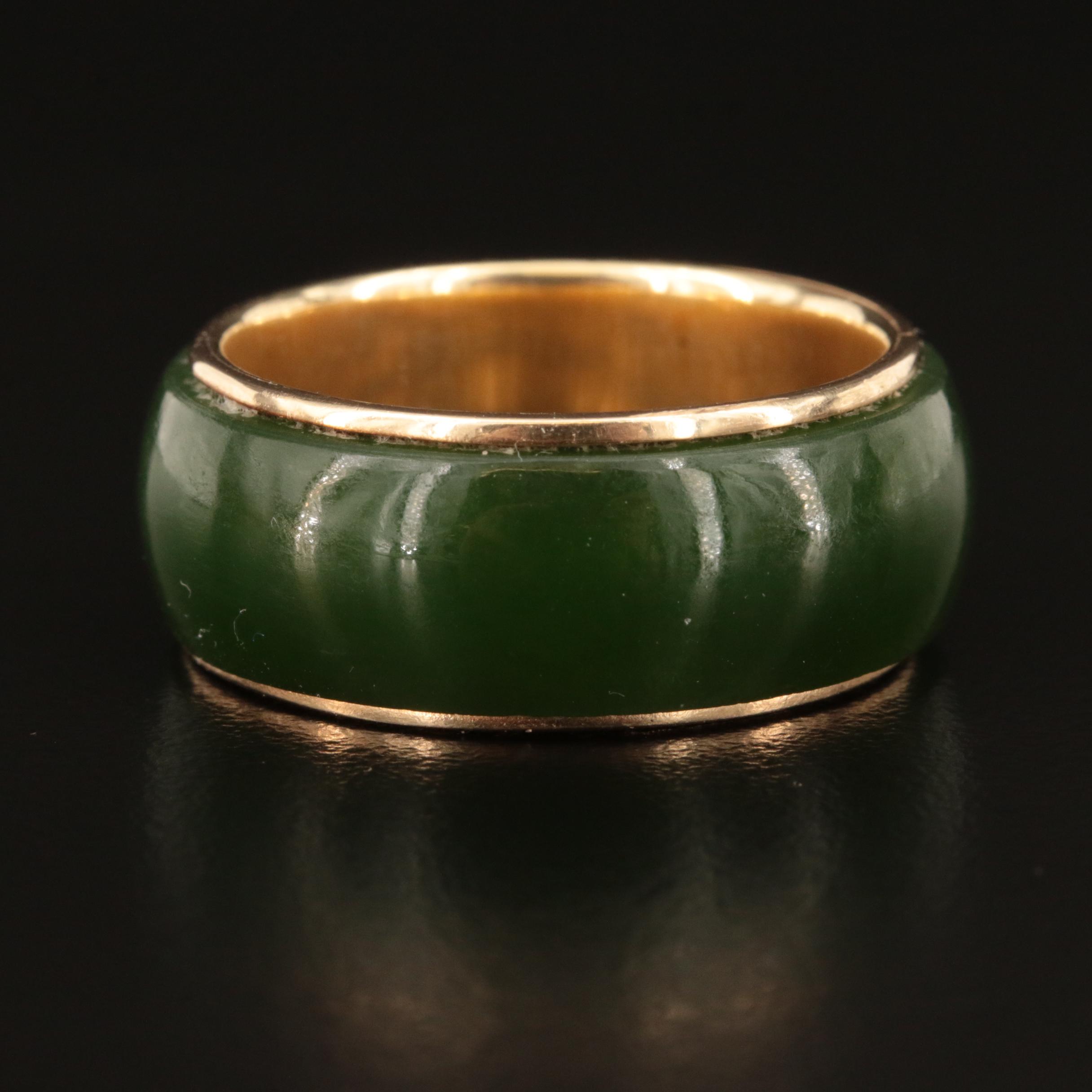 14K Nephrite Hololith Ring