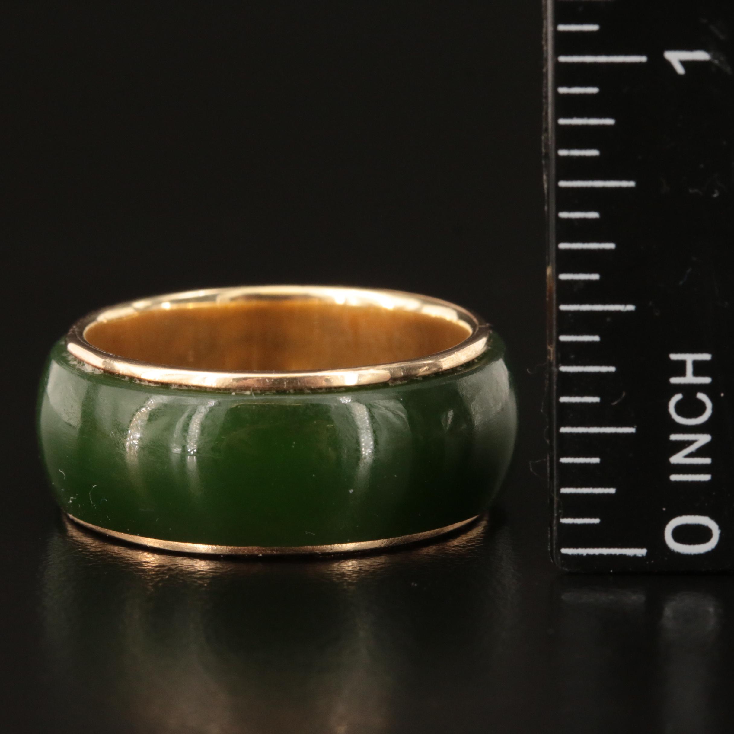 14K Nephrite Hololith Ring