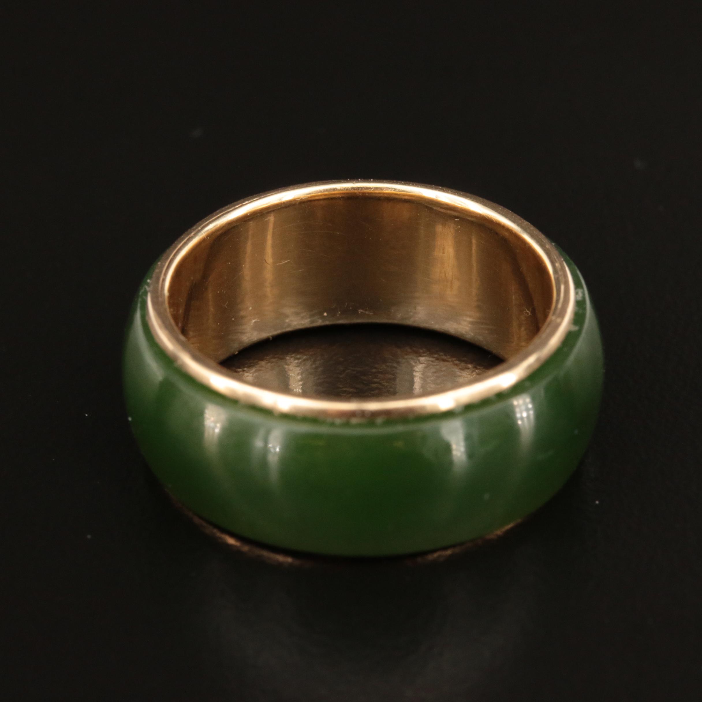 14K Nephrite Hololith Ring