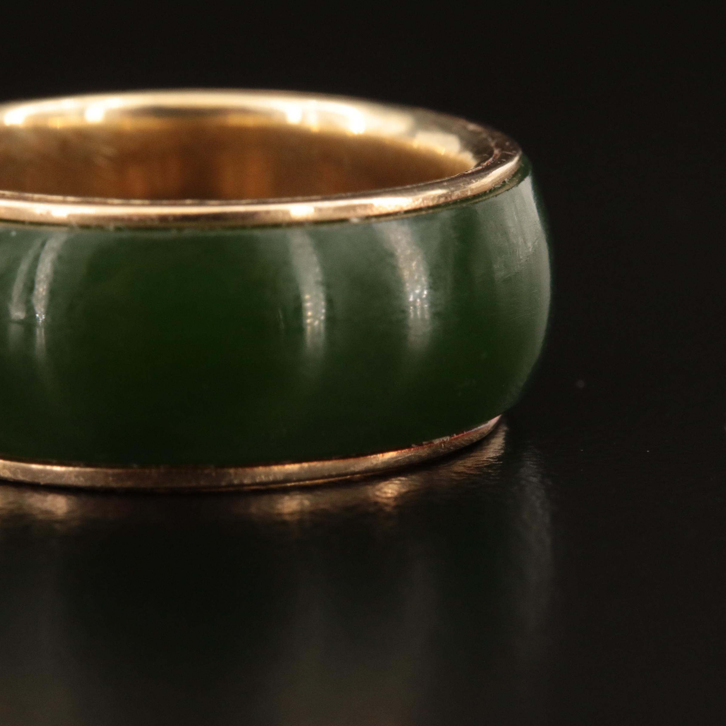 14K Nephrite Hololith Ring