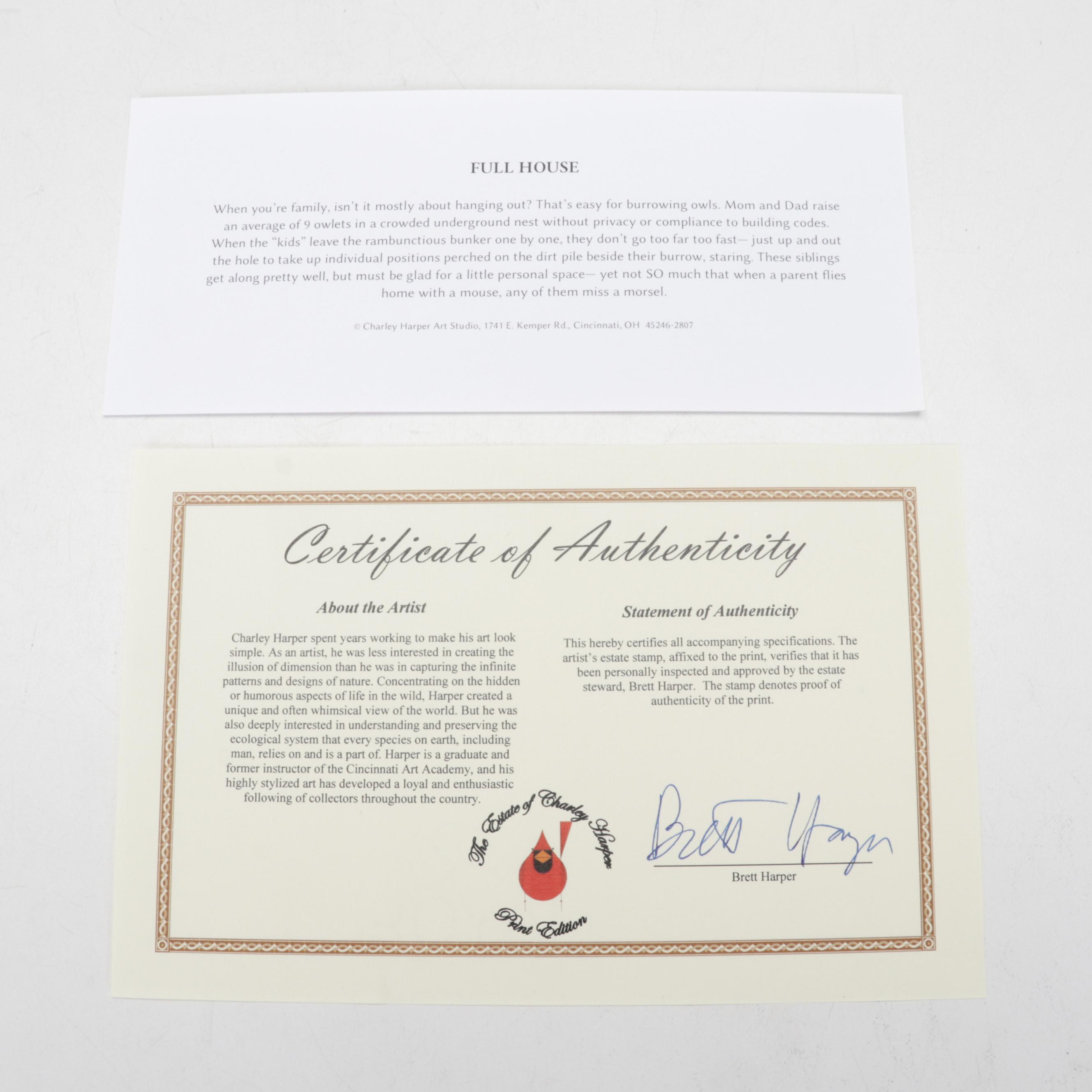 Offset Lithograph After Charley Harper "Full House," 21st Century