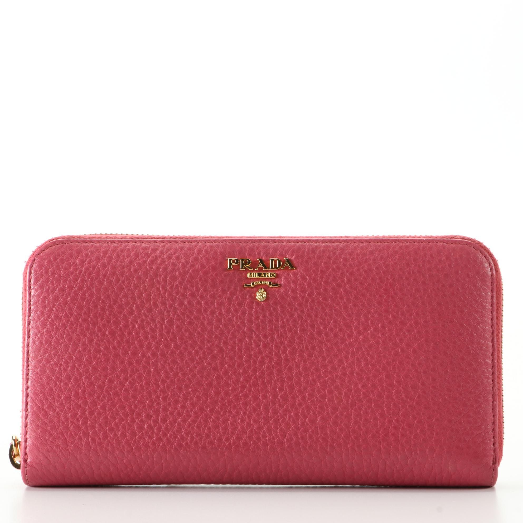 Prada Vitello Daino Leather Zip-Around Wallet