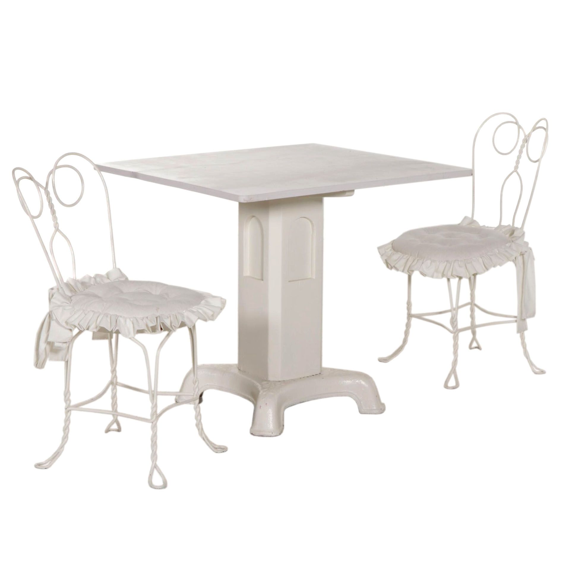 Bistro Table and Bent Wire Chairs, Mid to Late 20th Century