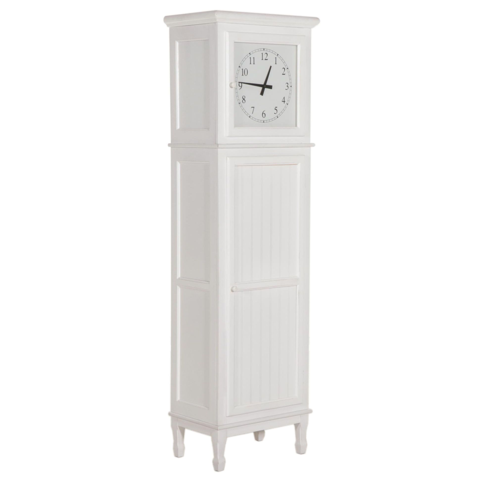 Gustavian Style White-Painted Bar Cabinet with Clock