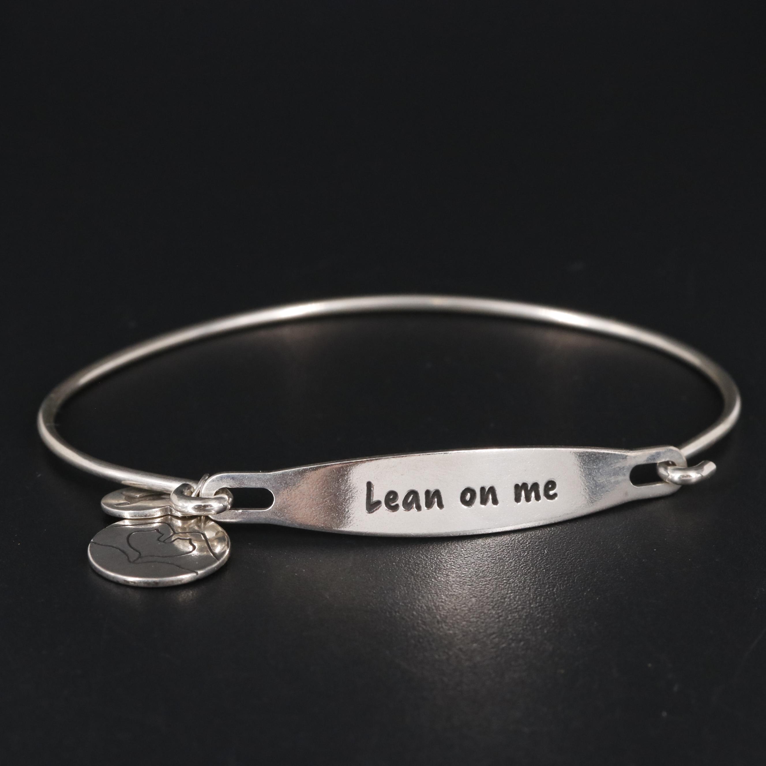Sterling Lean On Me Bangle Bracelet