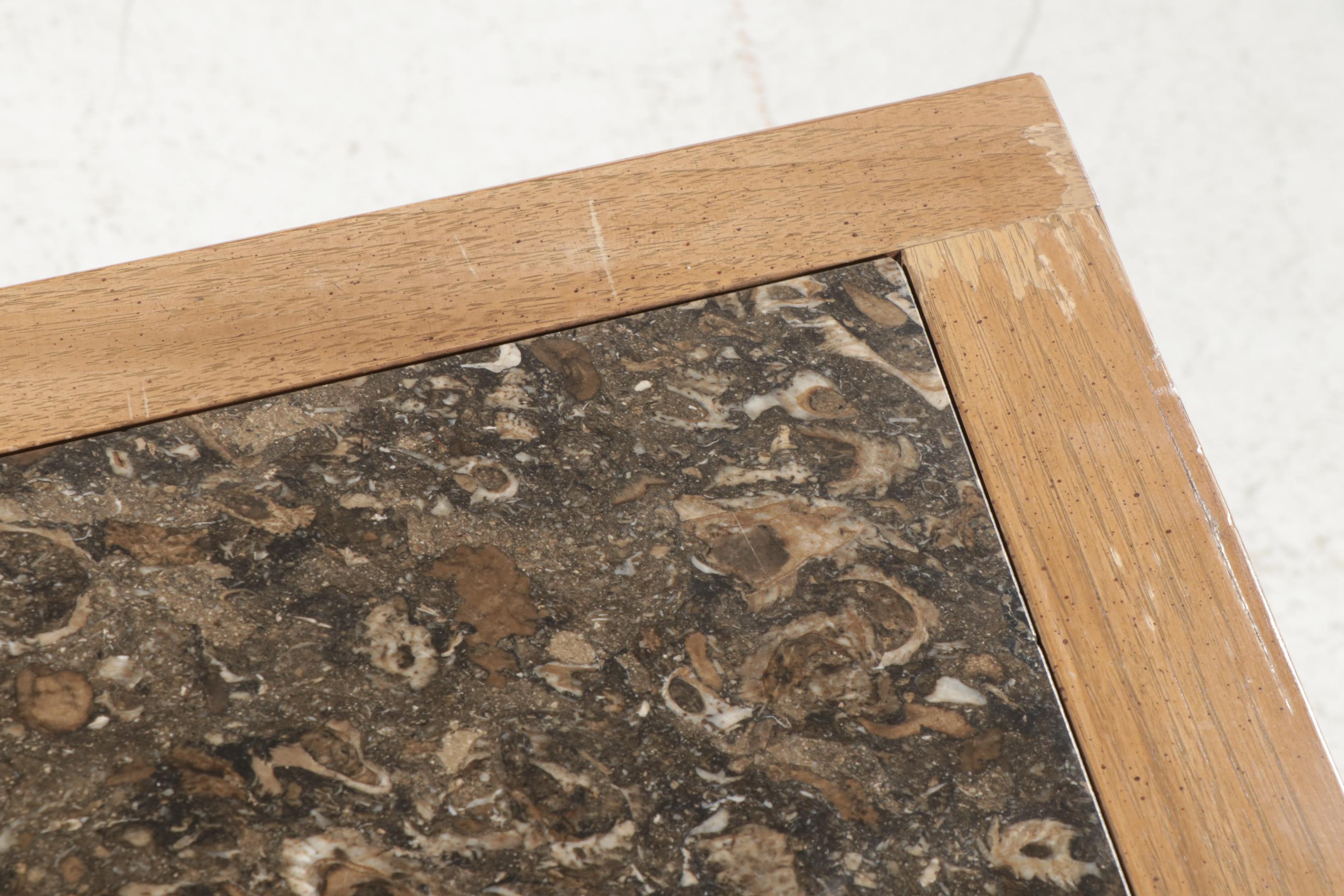American of Martinsville Walnut Sideboard with Marble Top, Late 20th Century