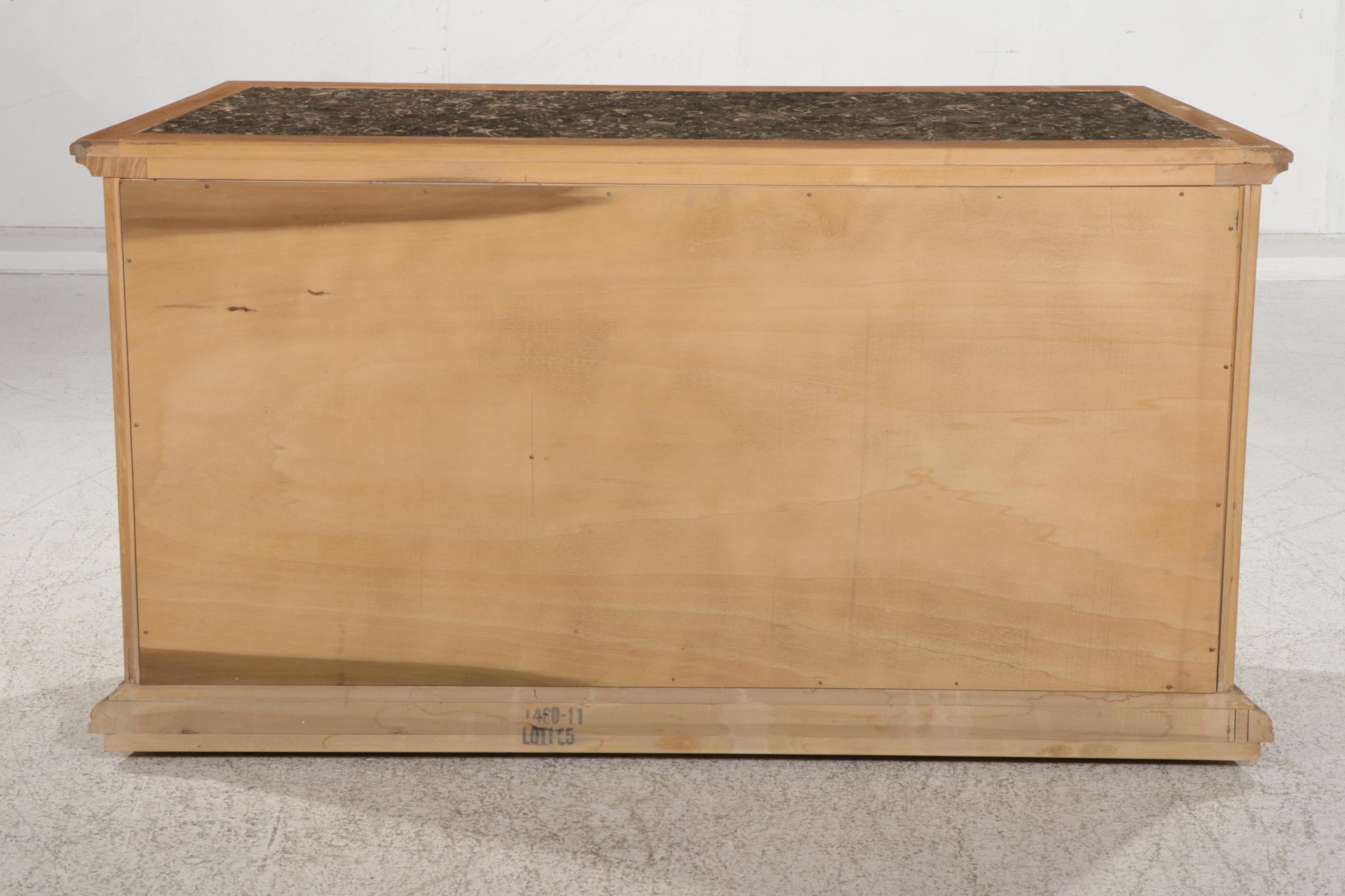 American of Martinsville Walnut Sideboard with Marble Top, Late 20th Century