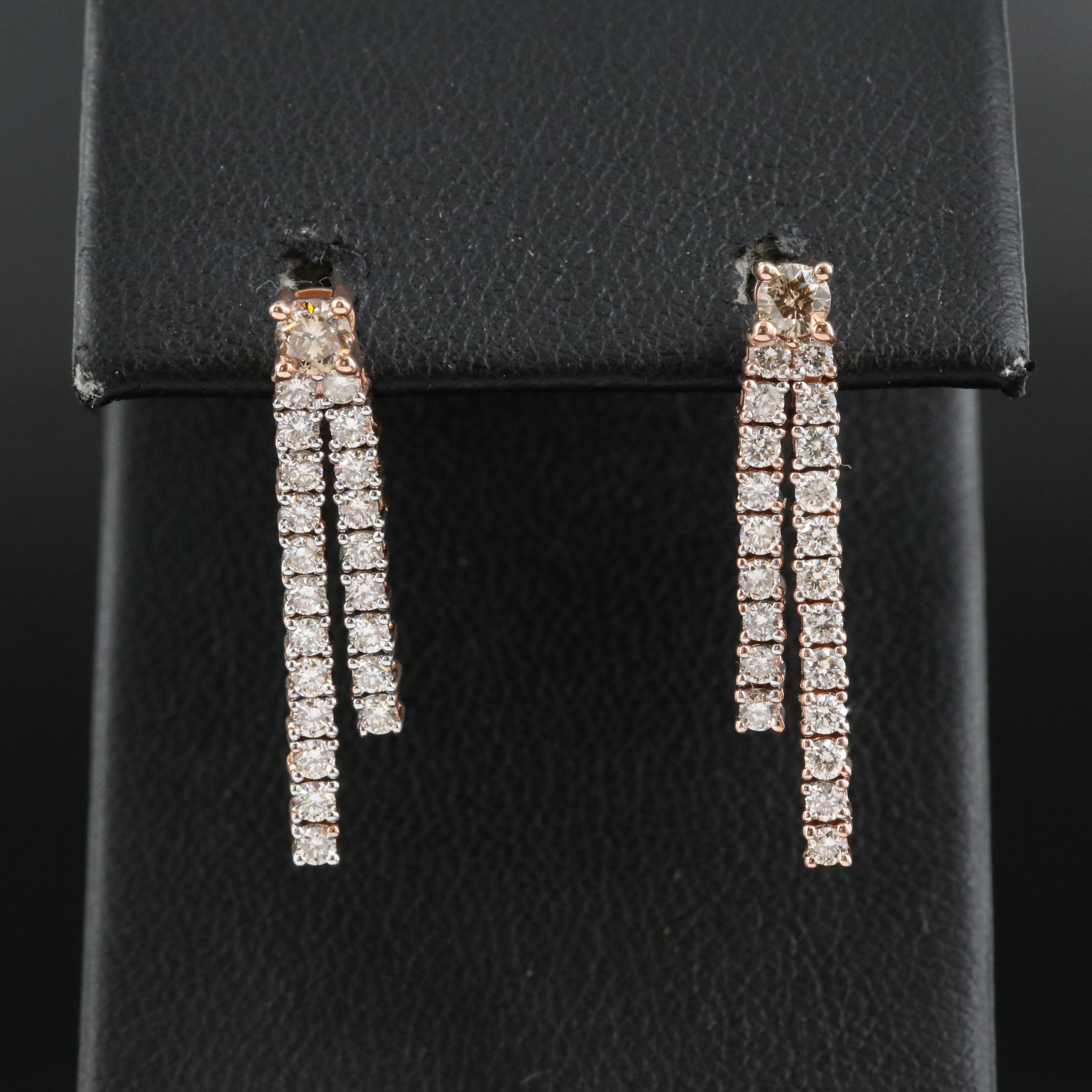 14K Rose Gold 0.75 CTW Diamond Earrings